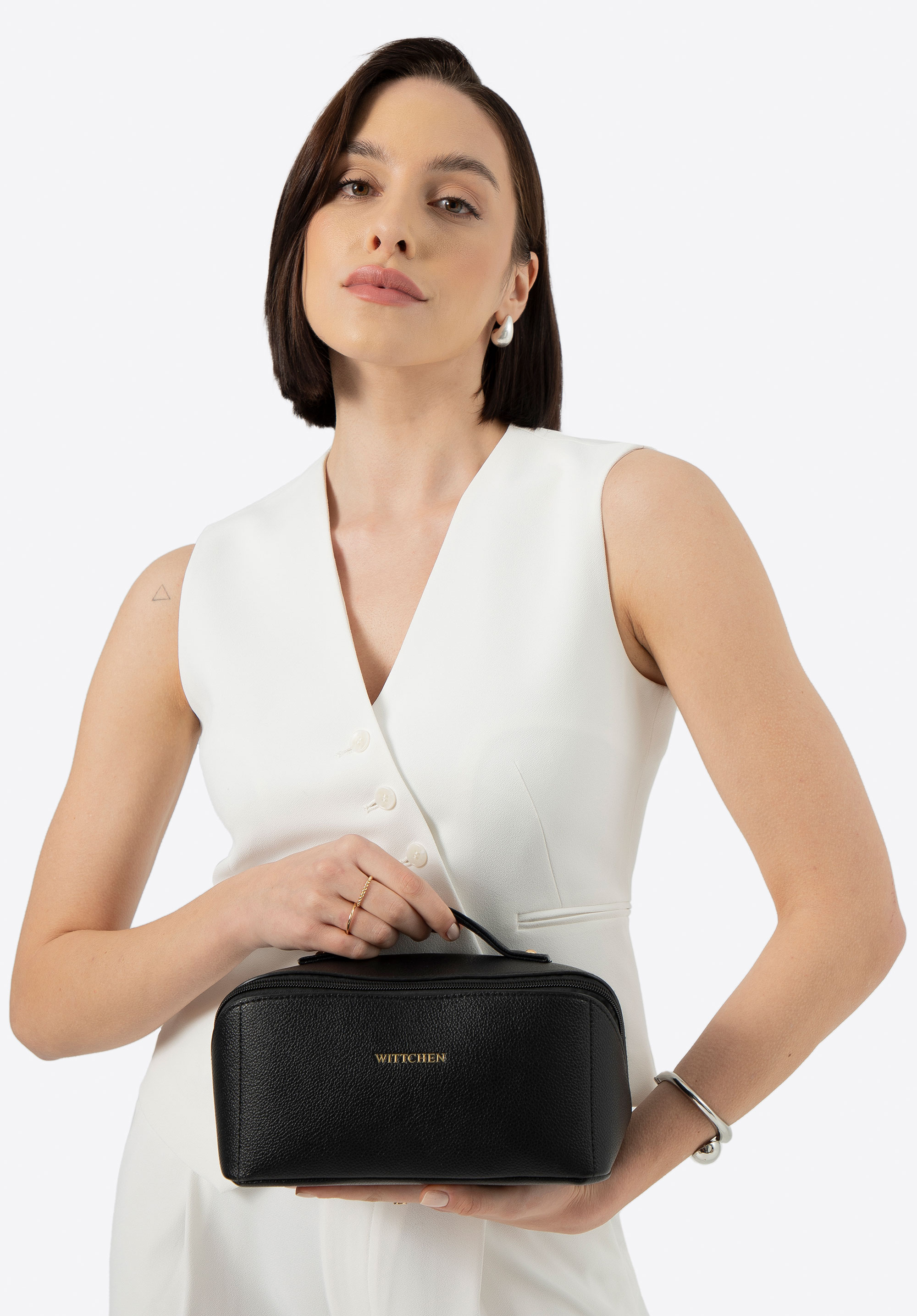 Kosmetiktasche aus Öko-leder, schwarz, 100-4Y-920-1, Bild 1