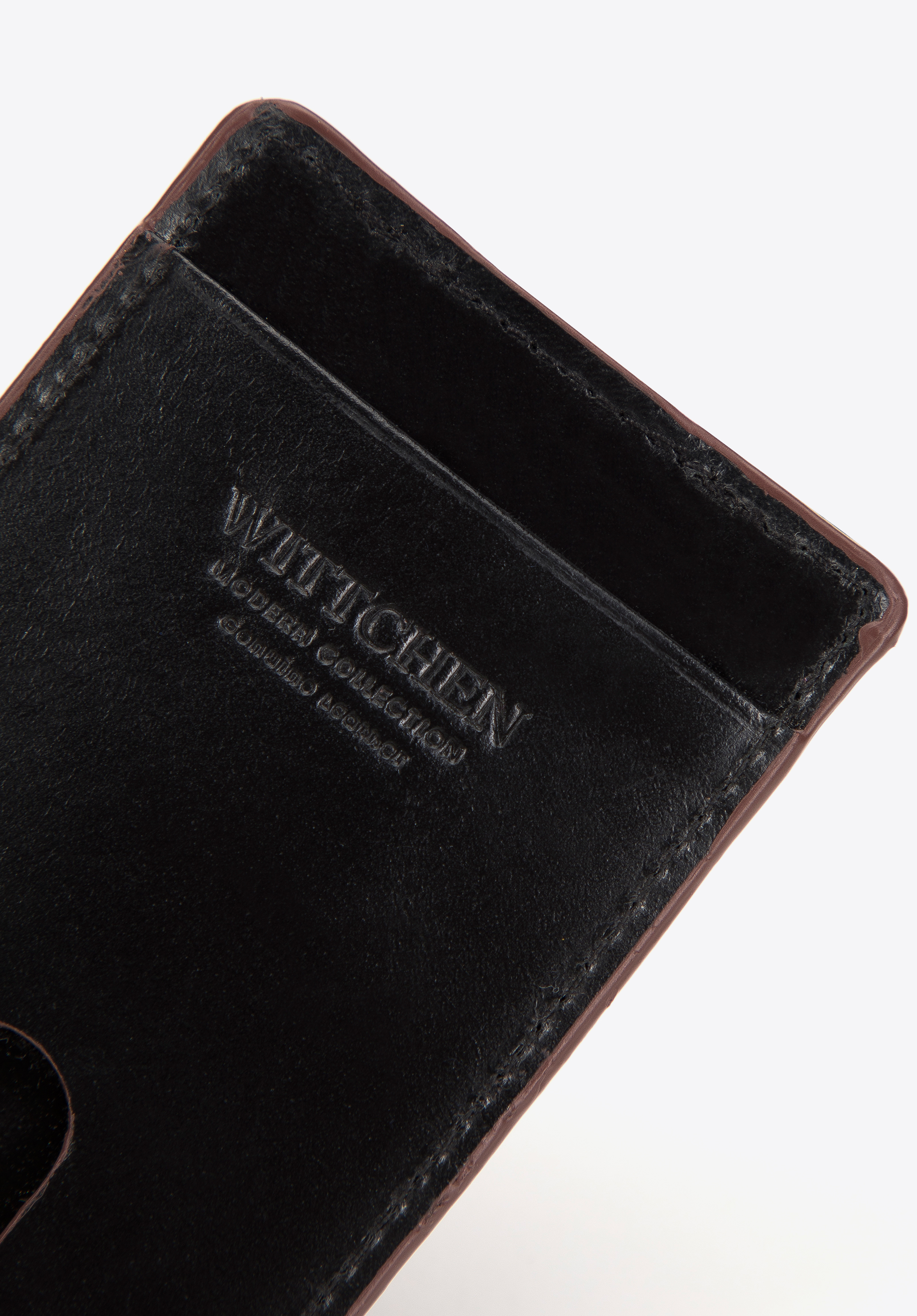 Kreditkartenetui aus Leder mit braunem Rand, schwarz, 26-2-450-1, Bild 1