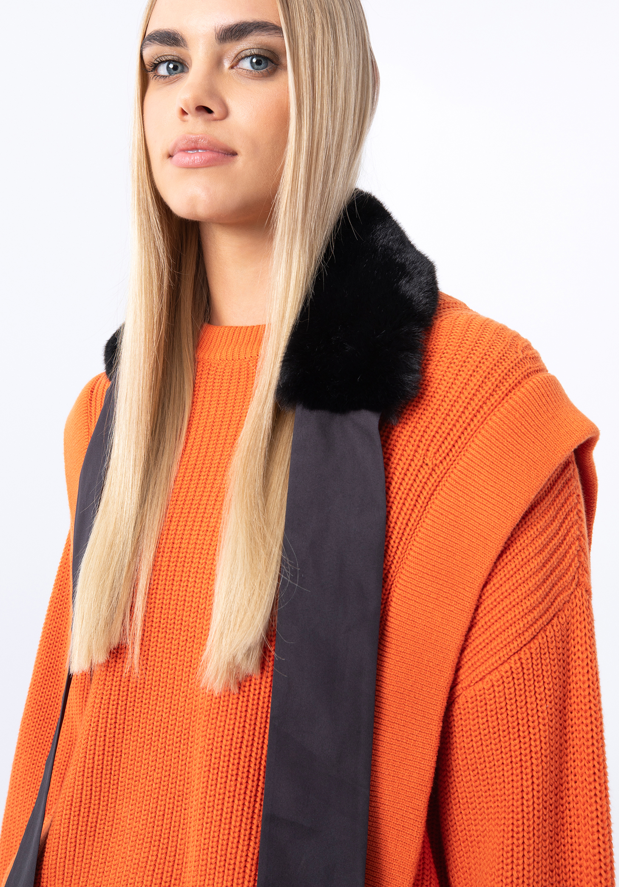 Kunstpelzschal für Damen, schwarz, 97-7F-003-1, Bild 1