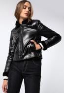 Kurze Pilotenjacke für Damen aus Leder mit Kunstpelz, schwarz, 97-09-802-4-XL, Bild 2