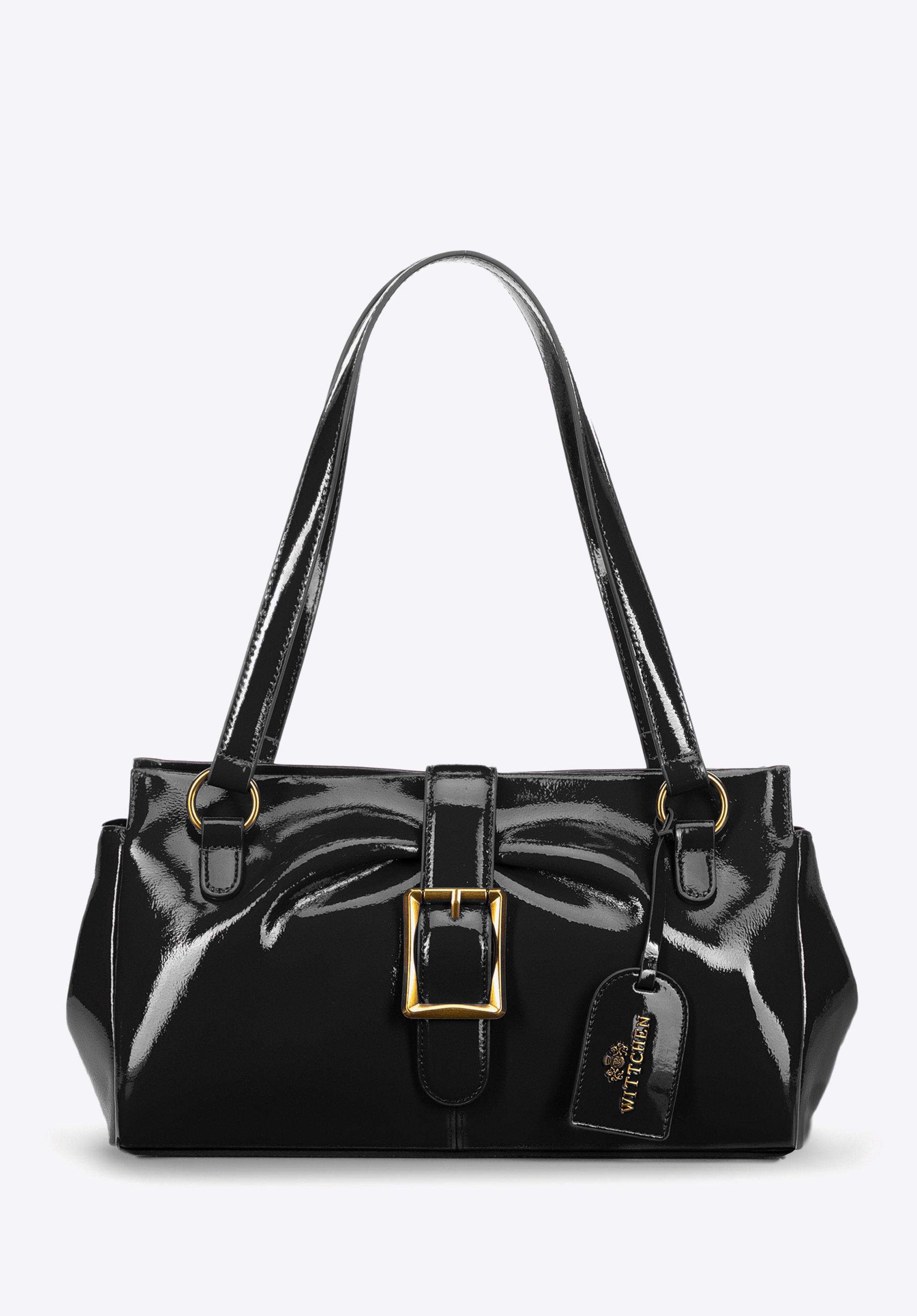 Längliche Damen-Umhängetasche aus Leder, schwarz, 100-4E-221-1, Bild 1