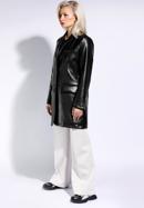 Langer Blazer für Damen aus Öko-Leder, schwarz, 96-9P-106-0-M, Bild 3
