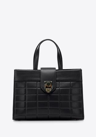 Leder-Einkaufstasche, schwarz, 97-4E-615-1, Bild 1