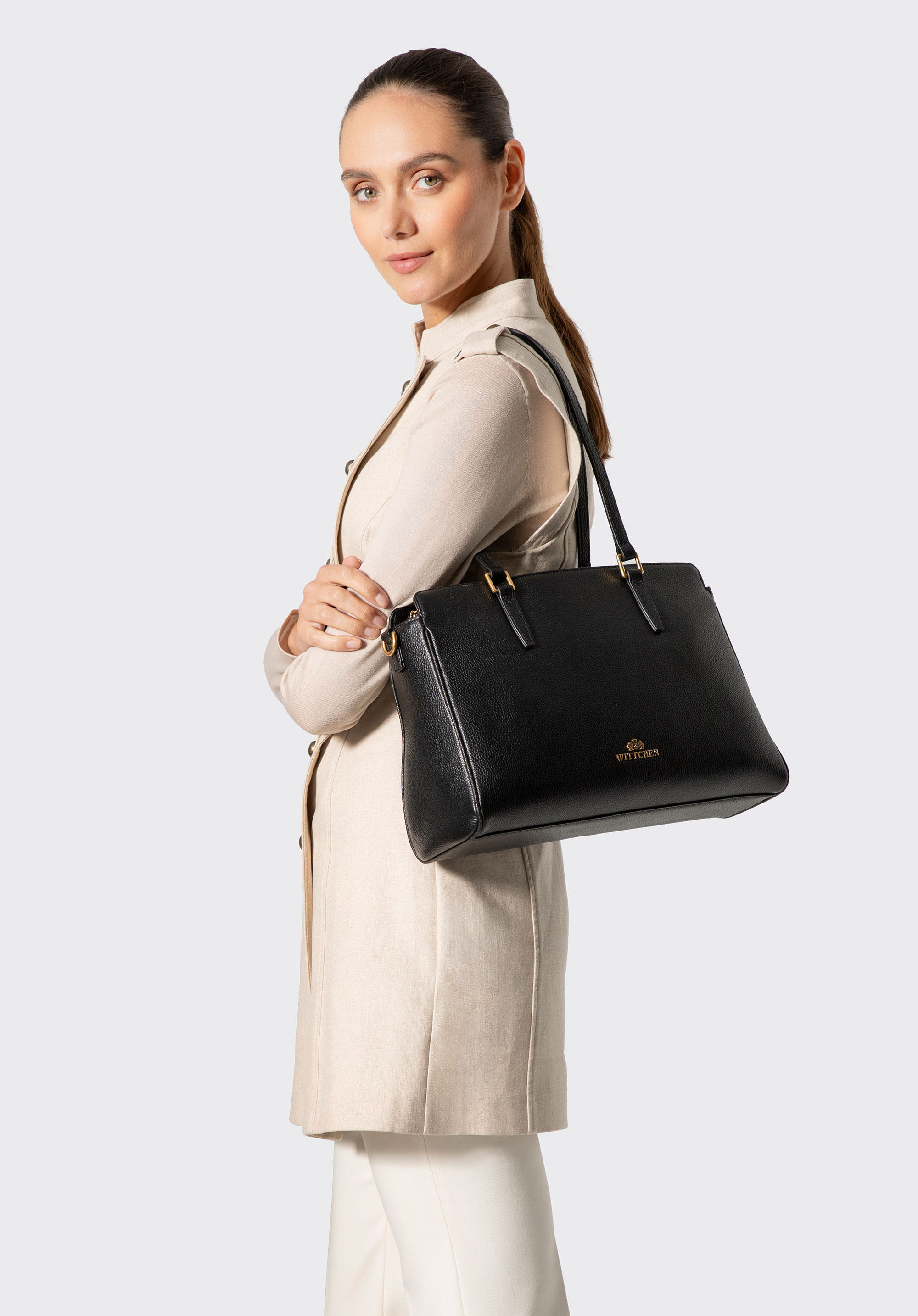 Leder-Einkaufstasche für Damen mit verstellbarem Riemen