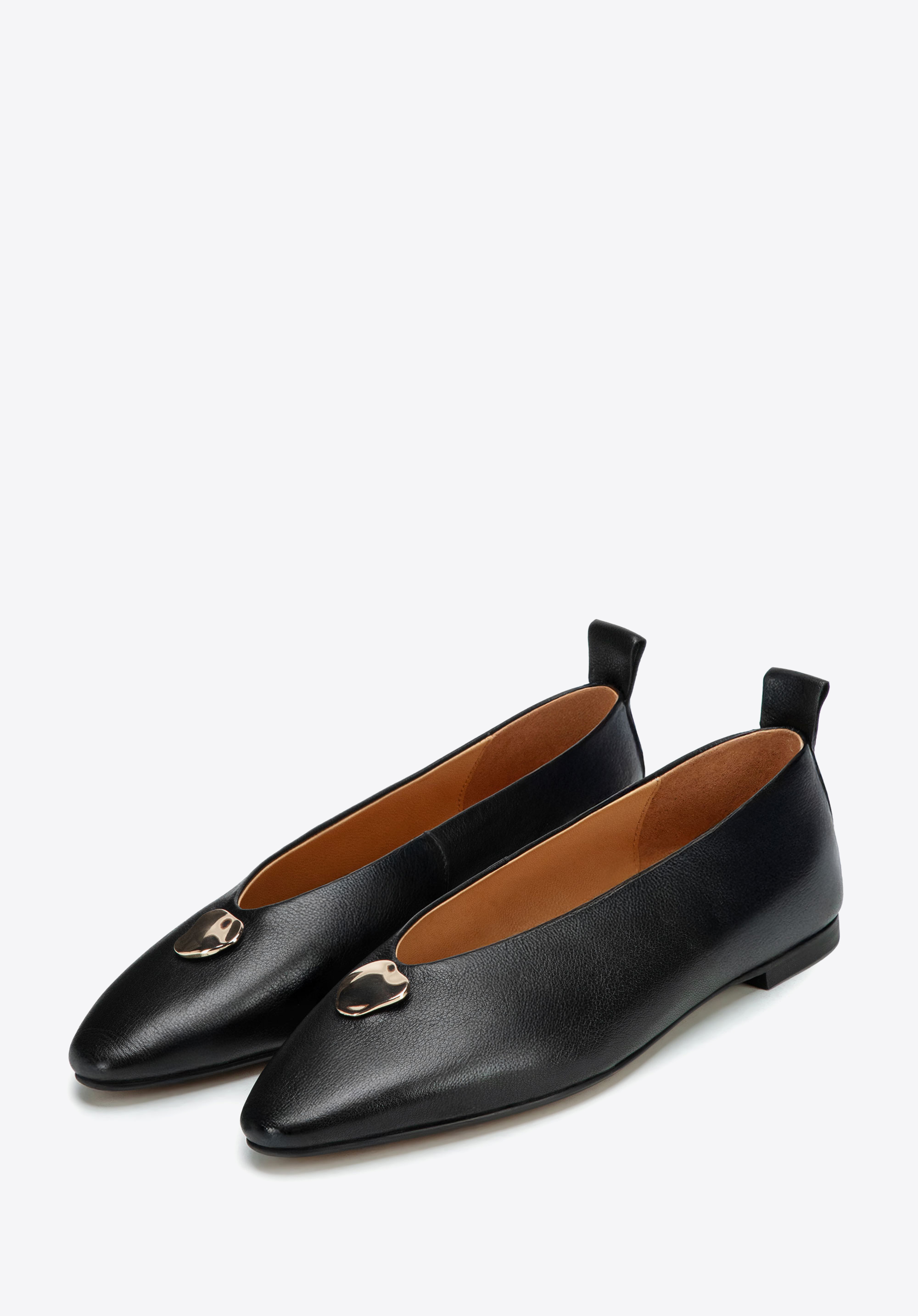 Lederballerinas mit Schmuckverzierungen, schwarz, 102-D-363-1-39, Bild 1