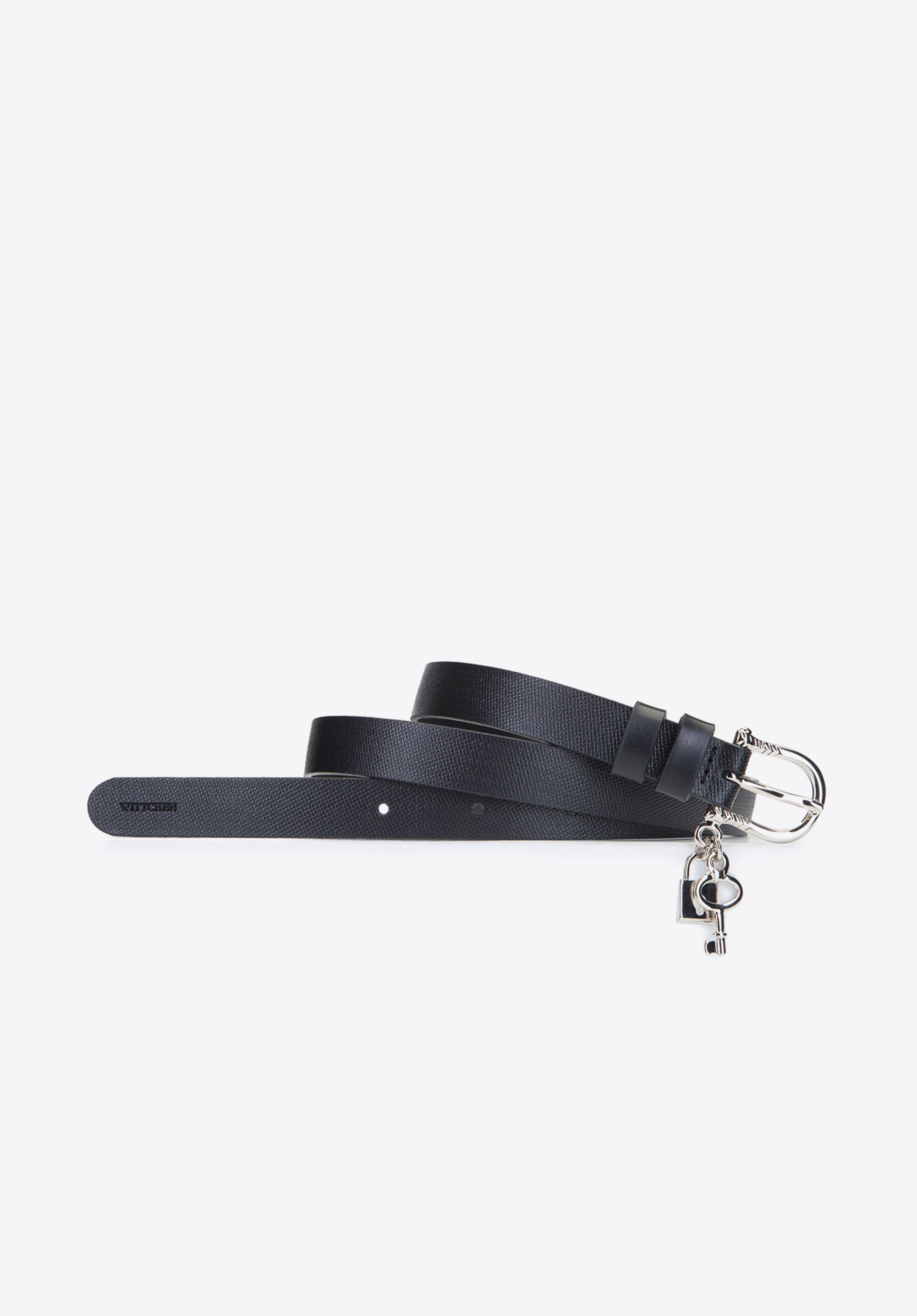LEDERGÜRTEL MIT KLEINEM ANHÄNGER, schwarz, 92-8D-307-1-2X, Bild 1