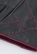 Lederhandschuhe für Damen mit buntem Riemen, schwarz, 39-6-643-1-M, Bild 4