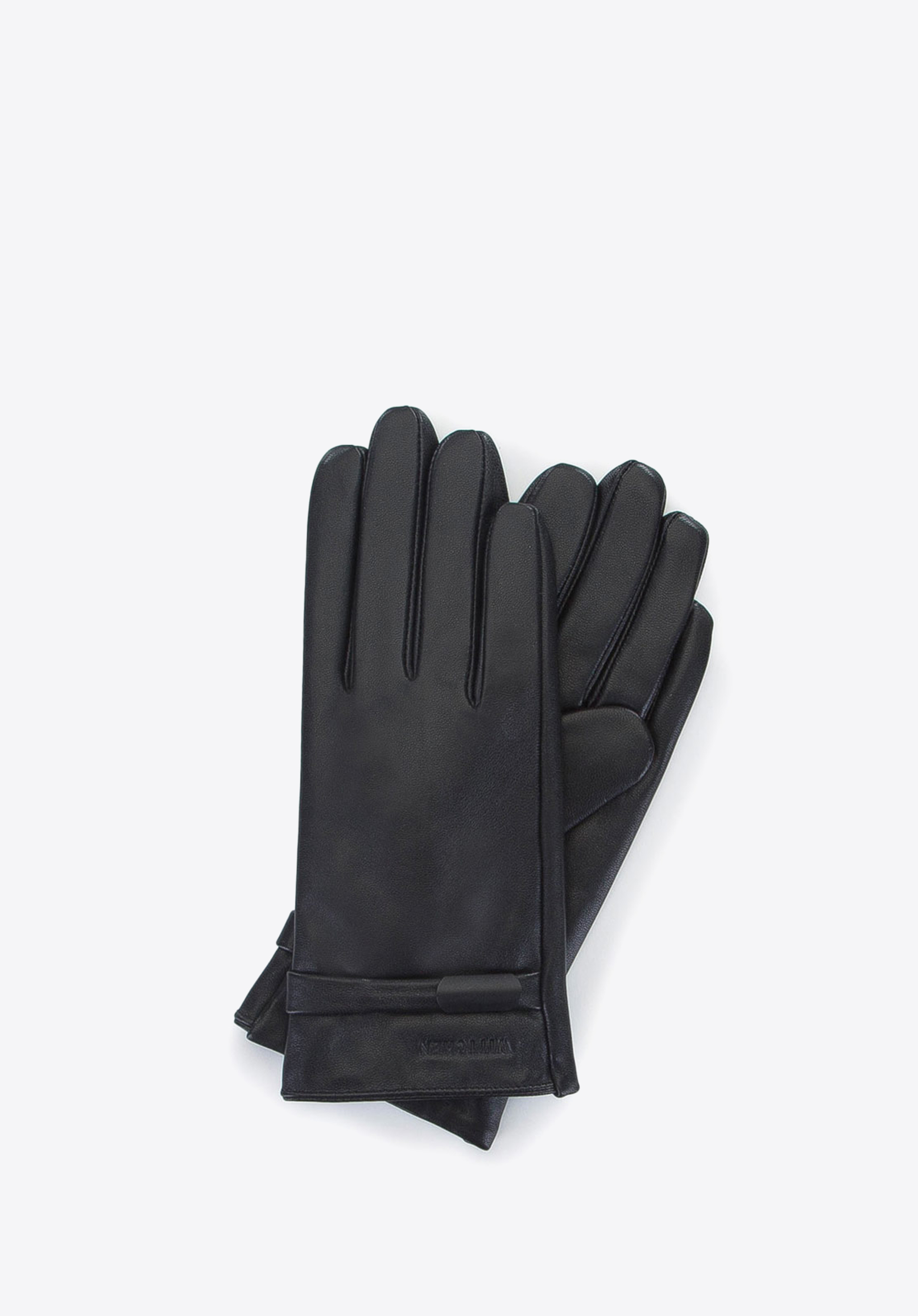 Lederhandschuhe für Damen mit Riemen, schwarz, 39-6-644-1-X, Bild 1