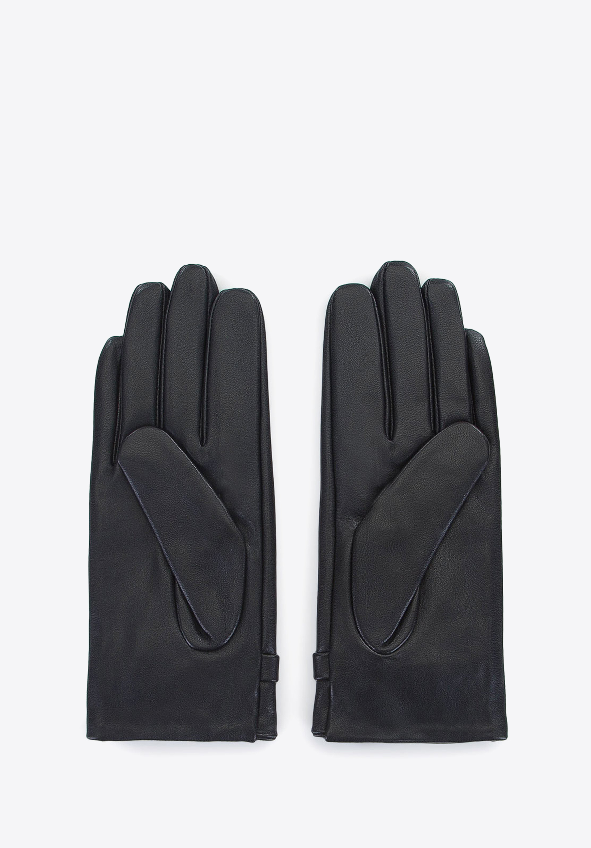 Lederhandschuhe für Damen mit Riemen, schwarz, 39-6-644-1-X, Bild 1