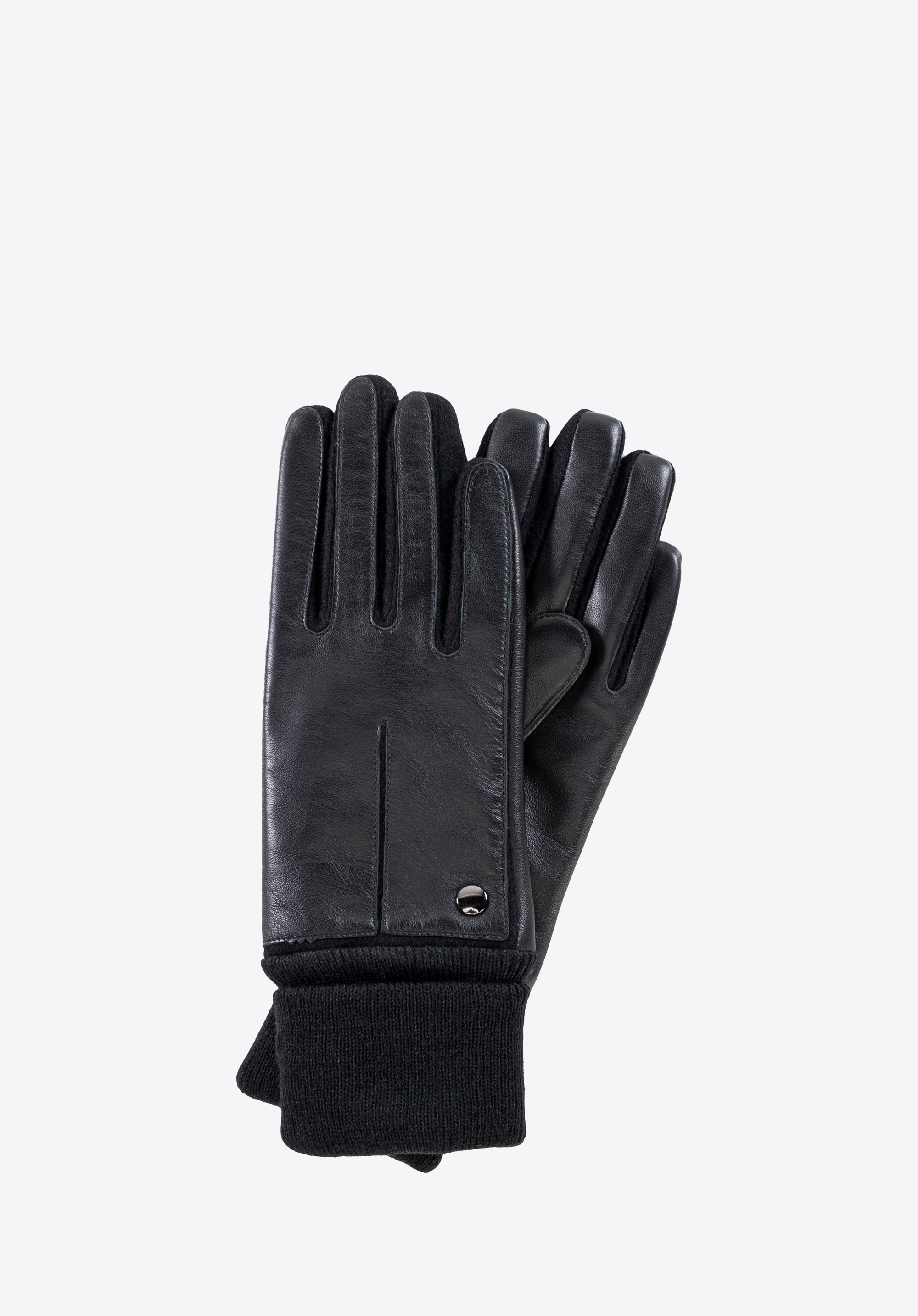 Lederhandschuhe mit Stoffstulpe, schwarz, 39-6L-967-1-M, Bild 1