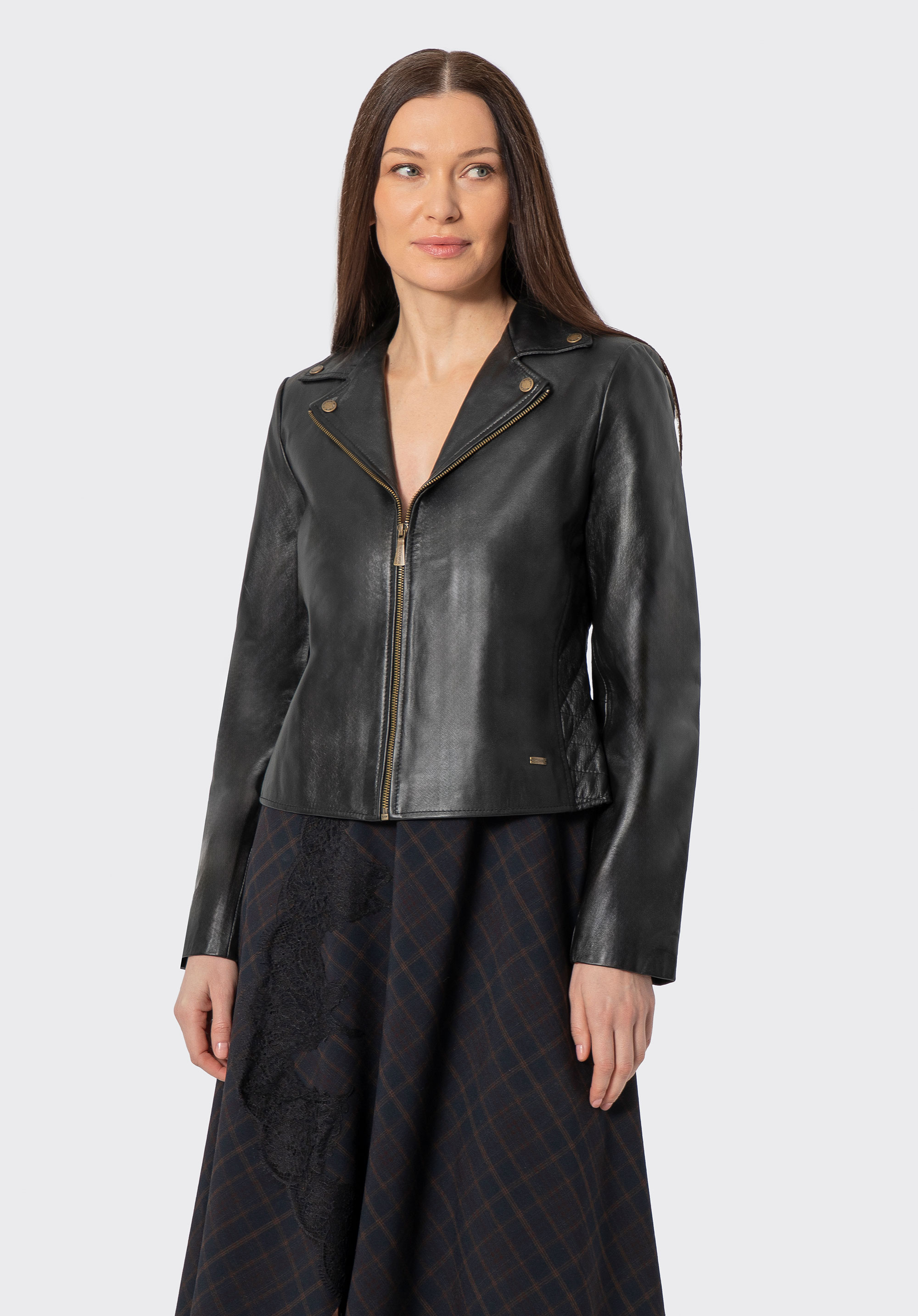 Lederjacke mit Steppnähten, schwarz, 100-09-805-1-XL, Bild 1