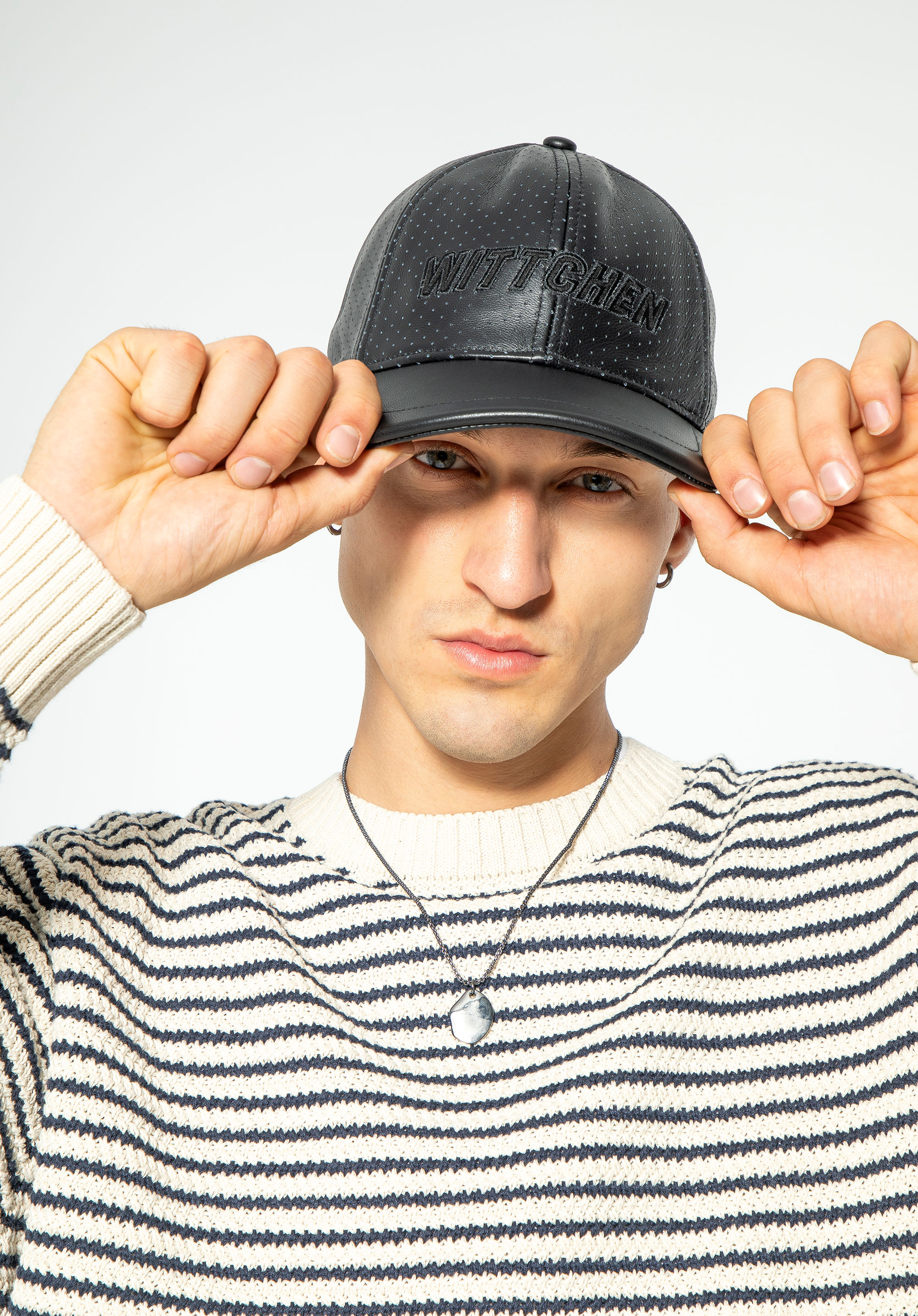Lederkappe für Herren, schwarz, 99-H-001-1, Bild 1
