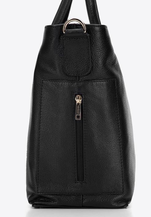 Lederköfferchen mit Seitentasche, schwarz, 95-4E-020-N, Bild 4