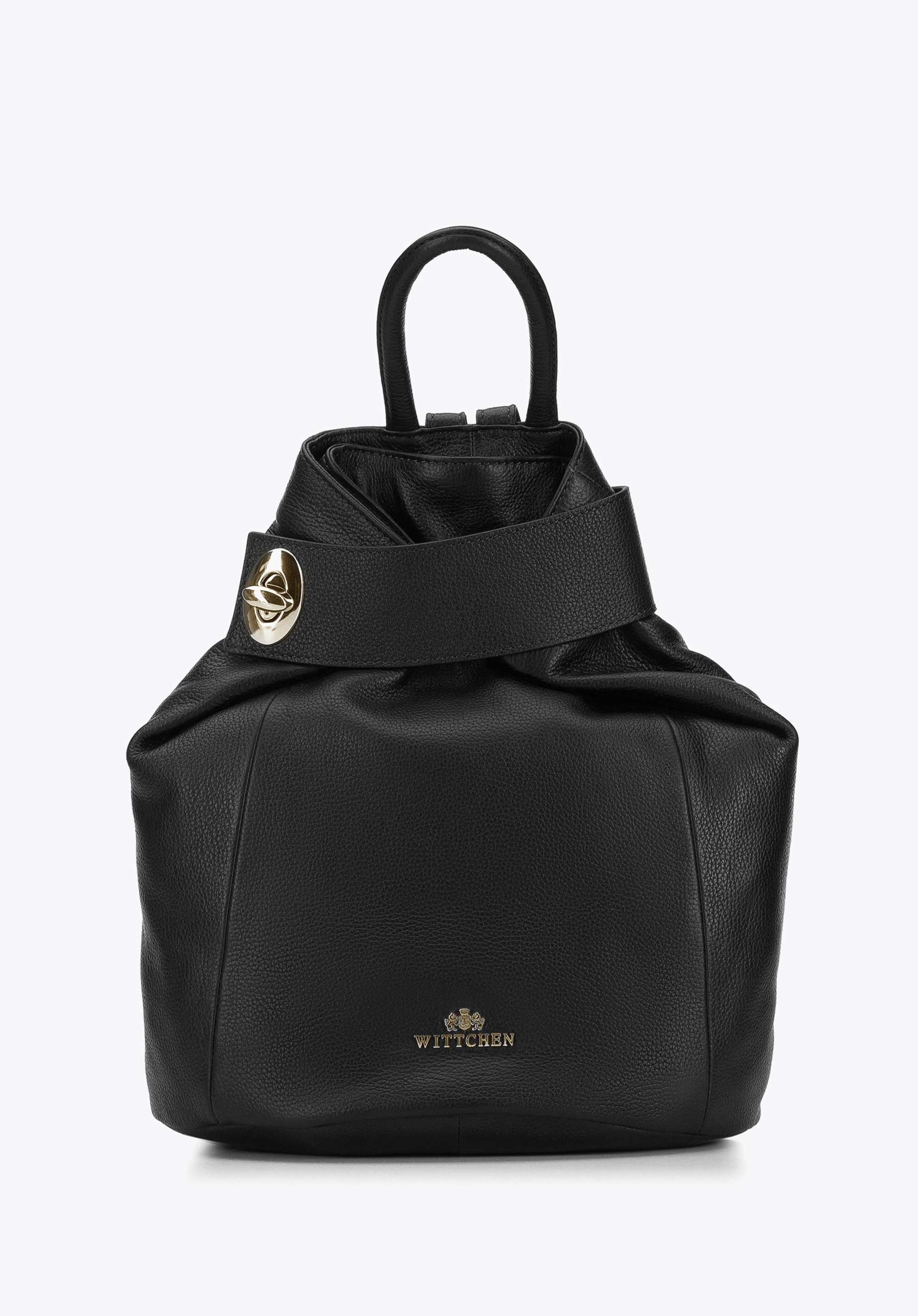 Lederrucksack für Damen mit Stirnband, schwarz, 95-4E-017-1, Bild 1