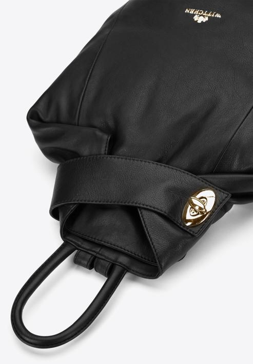 Lederrucksack für Damen mit Stirnband, schwarz, 95-4E-017-1, Bild 4
