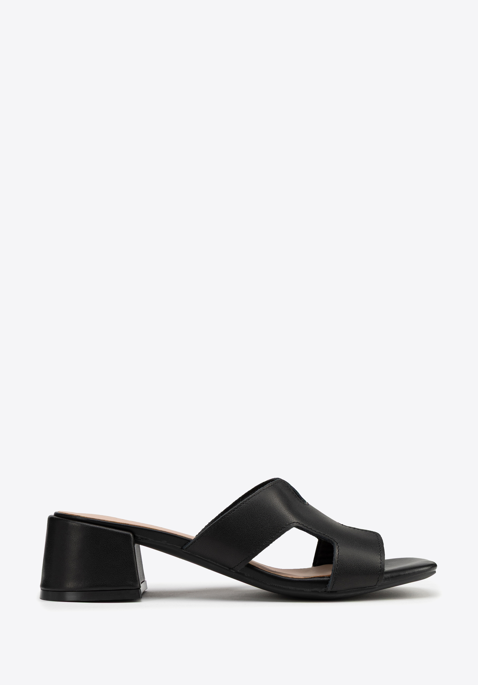Leather heeled sandals with H-shaped cutout, schwarz, 100-D-850-1-37, Bild 1