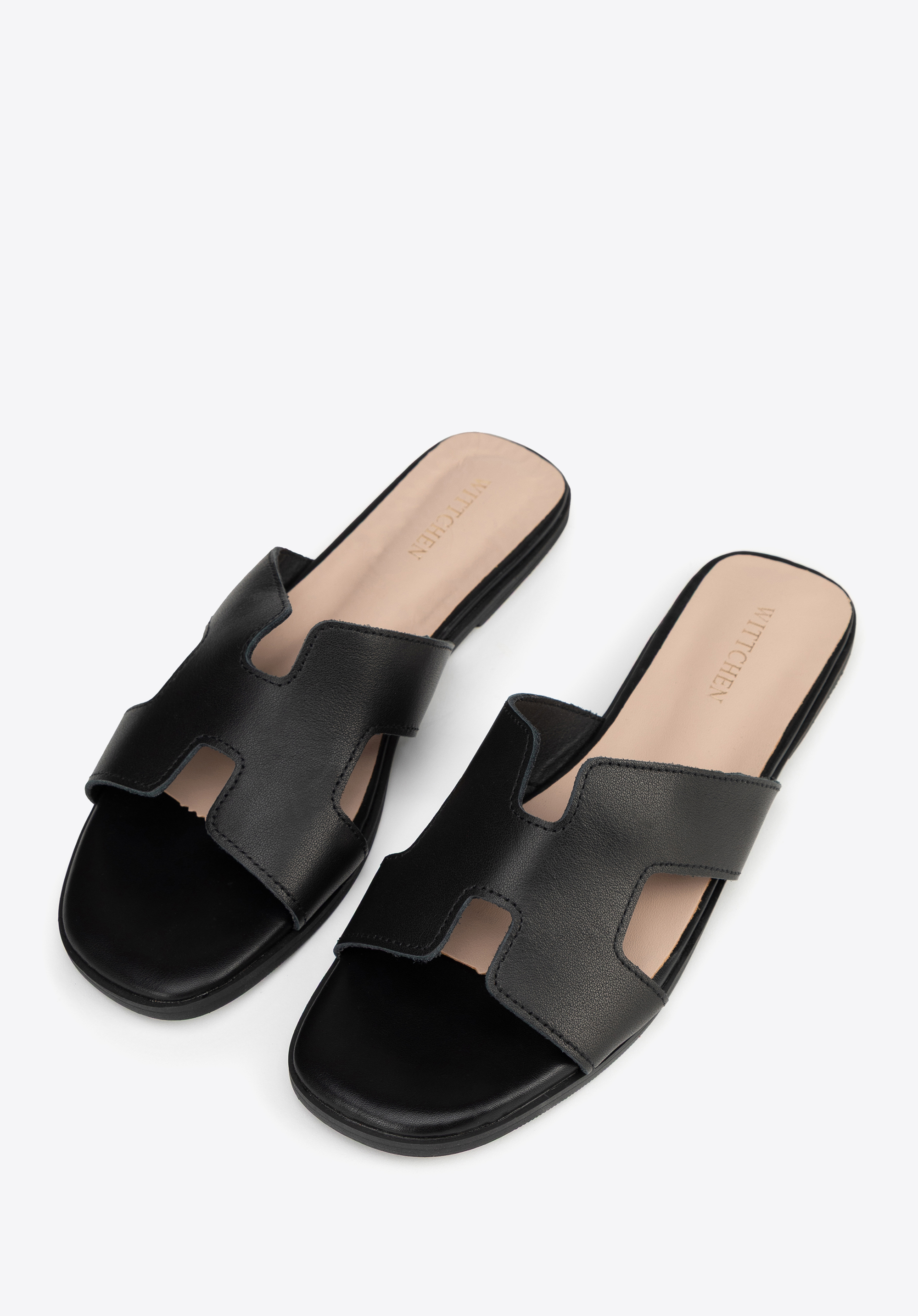 Ledersandalen mit H-förmigem Ausschnitt, schwarz, 100-D-851-1-39, Bild 1