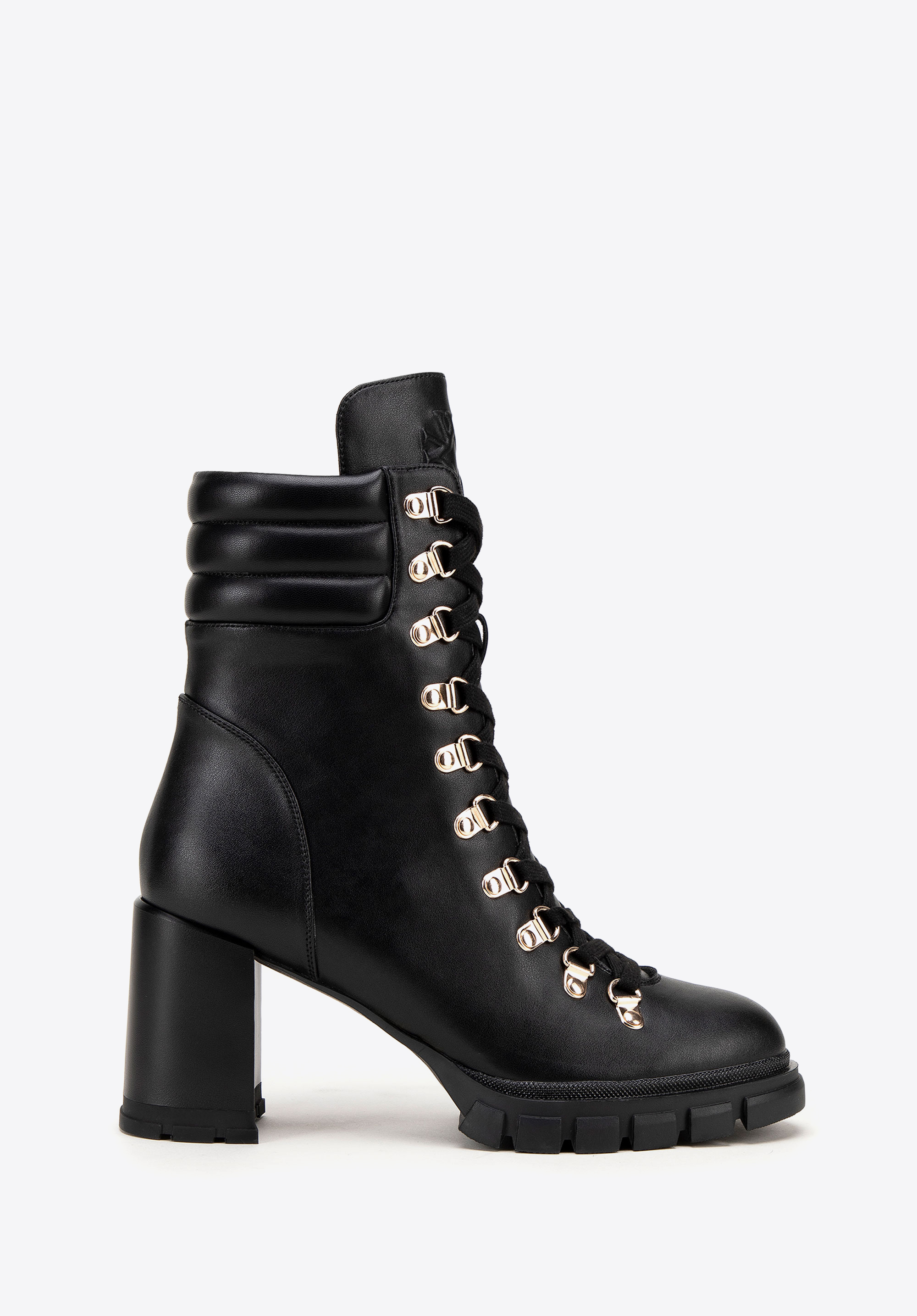 Lederstiefel mit gestepptem Stiefelschaft, schwarz, 99-D-509-1-36, Bild 1