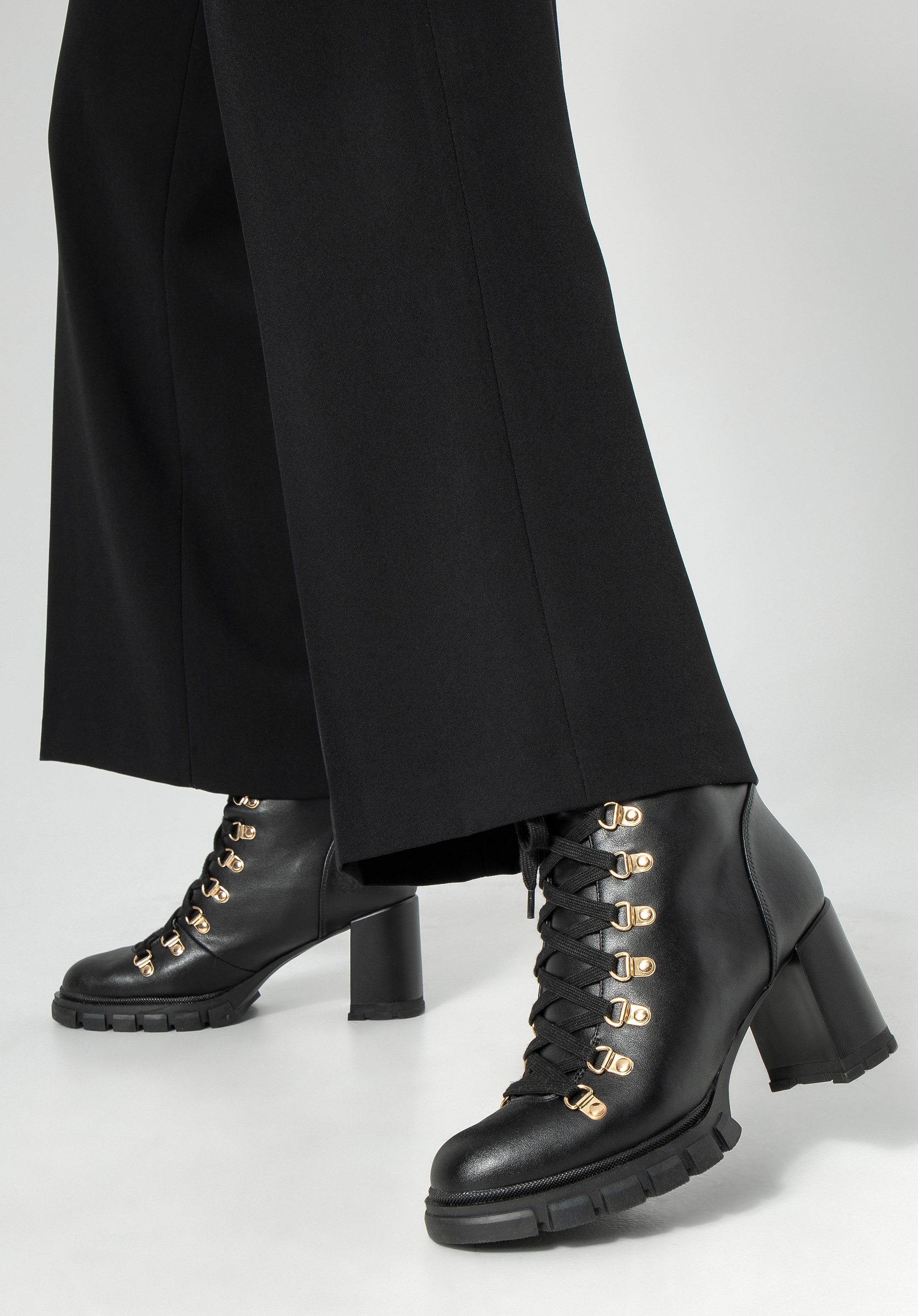 Lederstiefel mit gestepptem Stiefelschaft, schwarz, 99-D-509-1-36, Bild 1