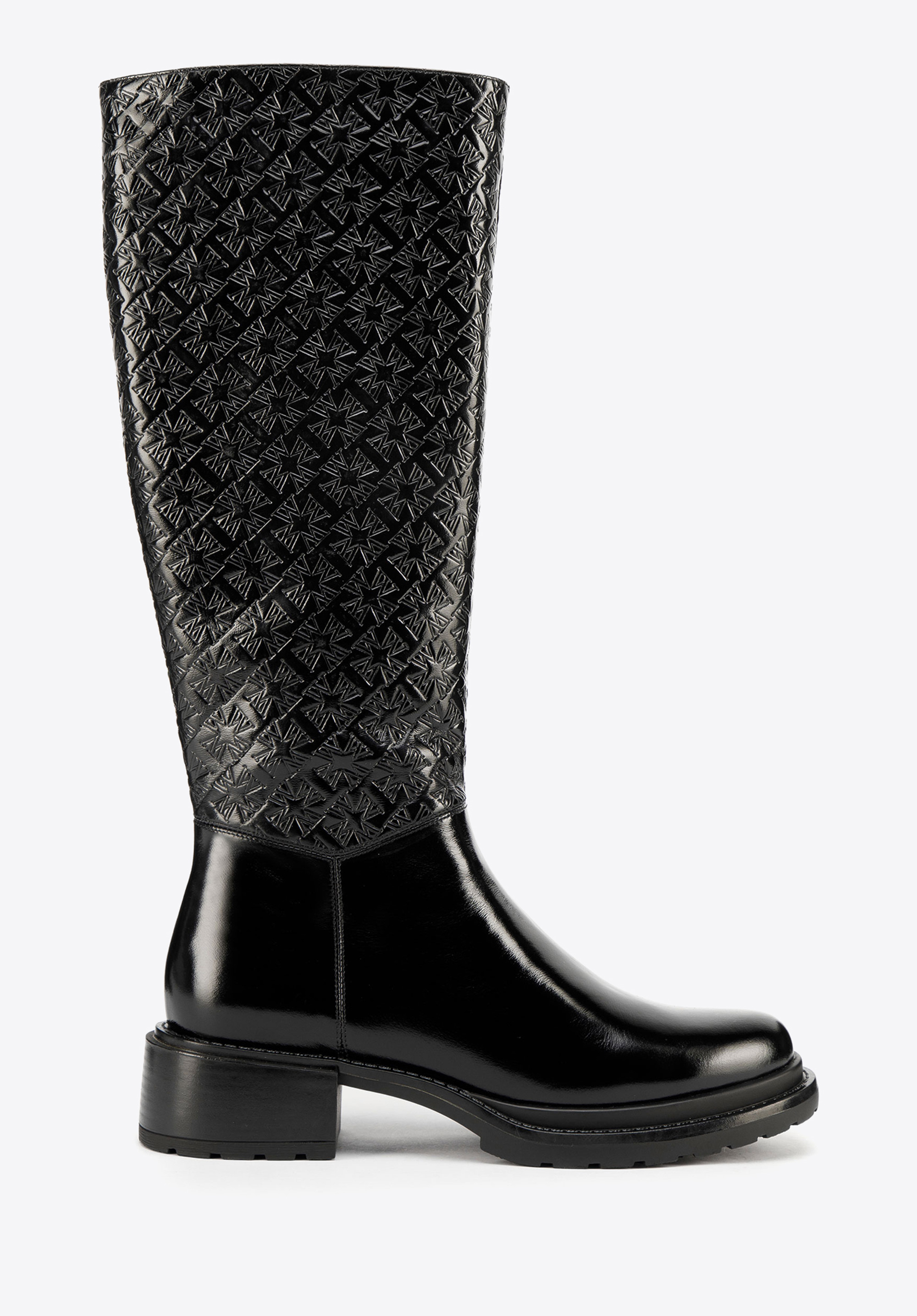 Lederstiefel mit Prägung, schwarz, 93-D-503-1-41, Bild 1