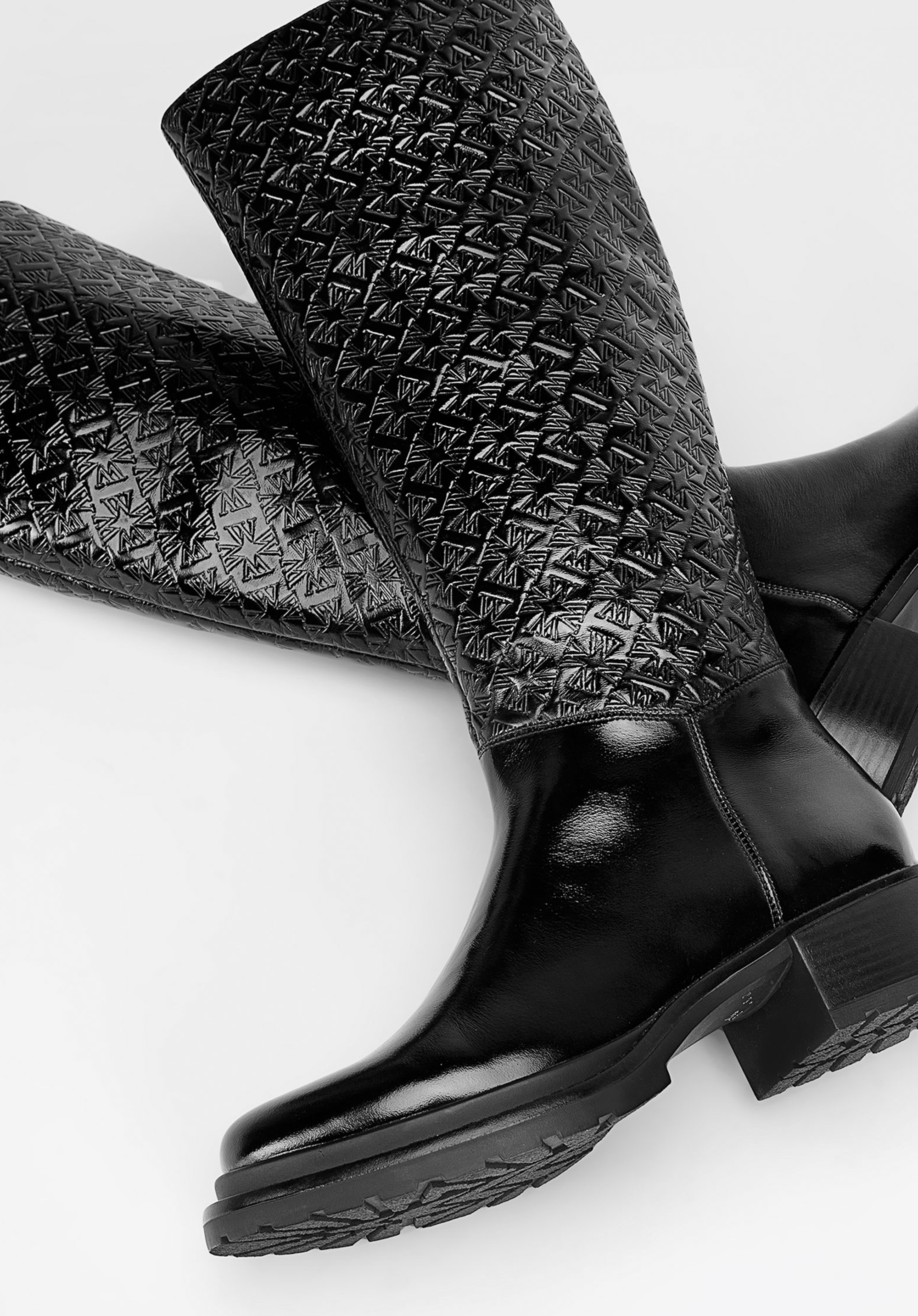 Lederstiefel mit Prägung, schwarz, 93-D-503-1-41, Bild 1