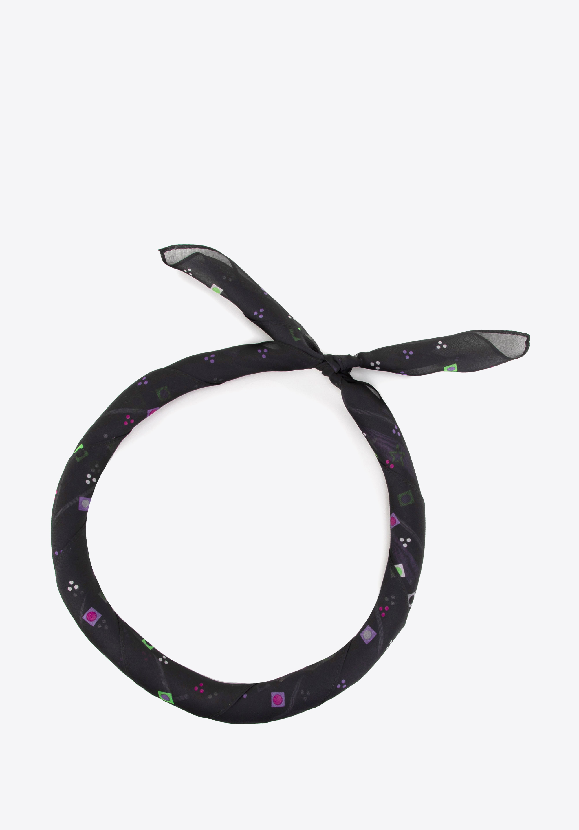 Gemusterter Seidenschal für Damen, schwarz-lila, 98-7D-S93-X3, Bild 1