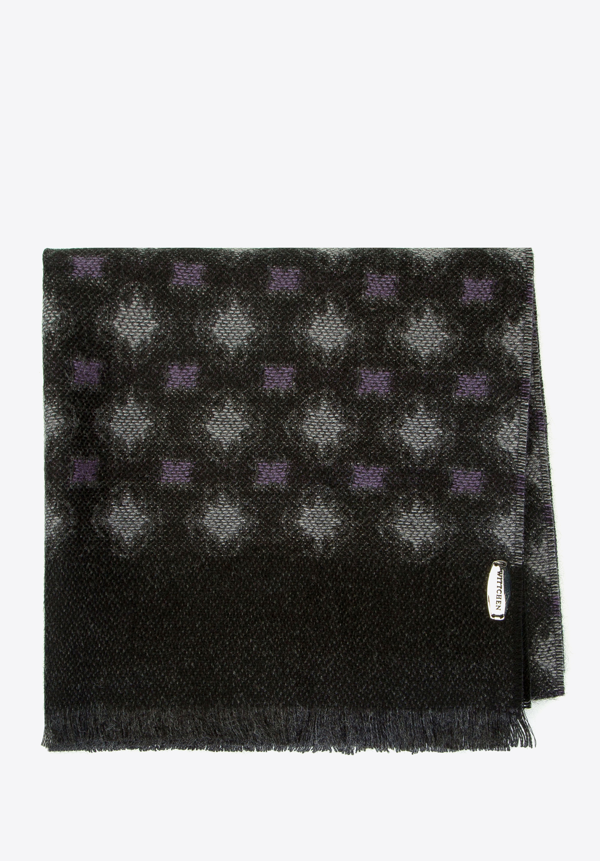 Herrenschal aus Wolle mit geometrischem Muster, schwarz-lila, 94-7M-X01-2, Bild 1
