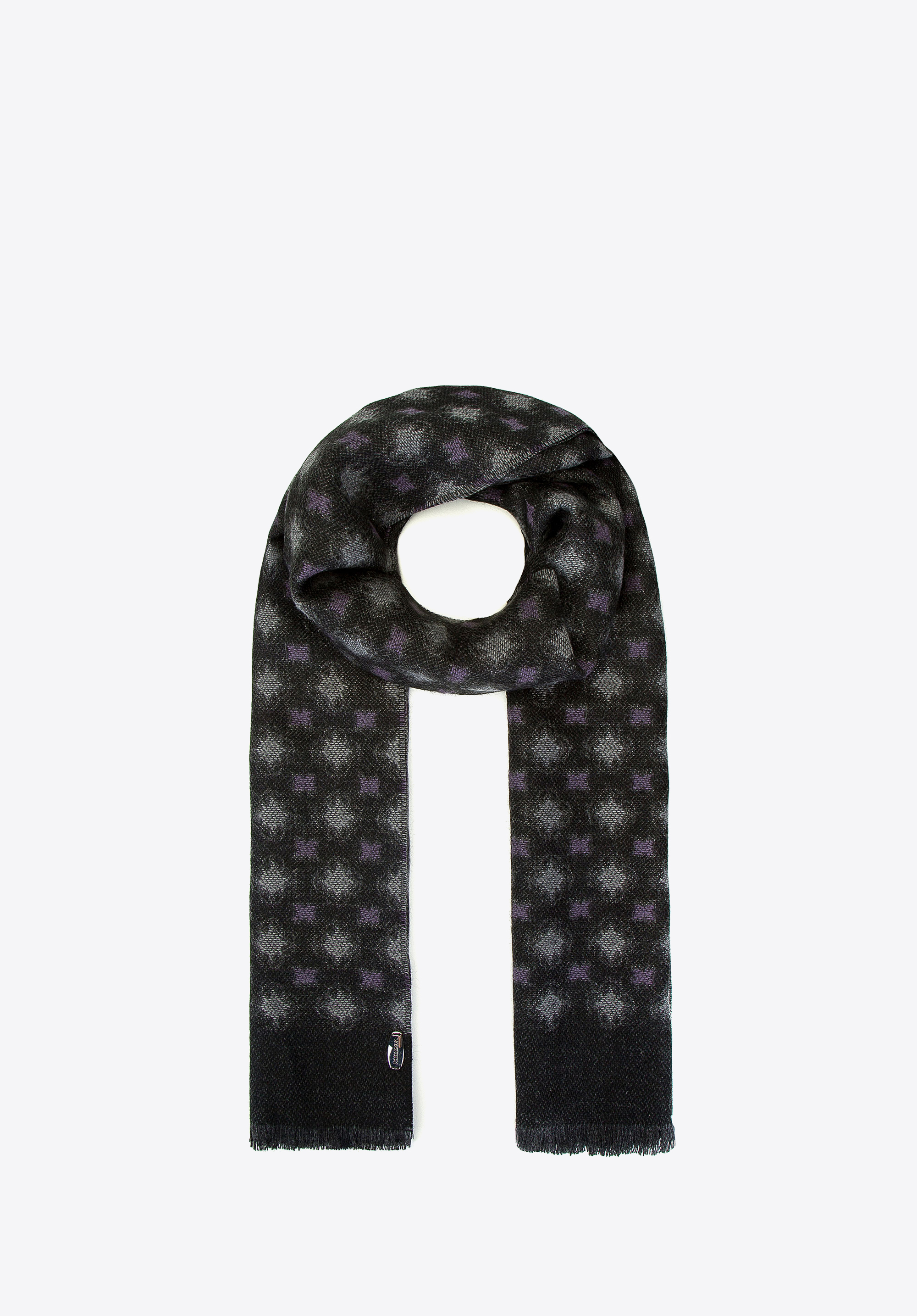 Herrenschal aus Wolle mit geometrischem Muster, schwarz-lila, 94-7M-X01-2, Bild 1
