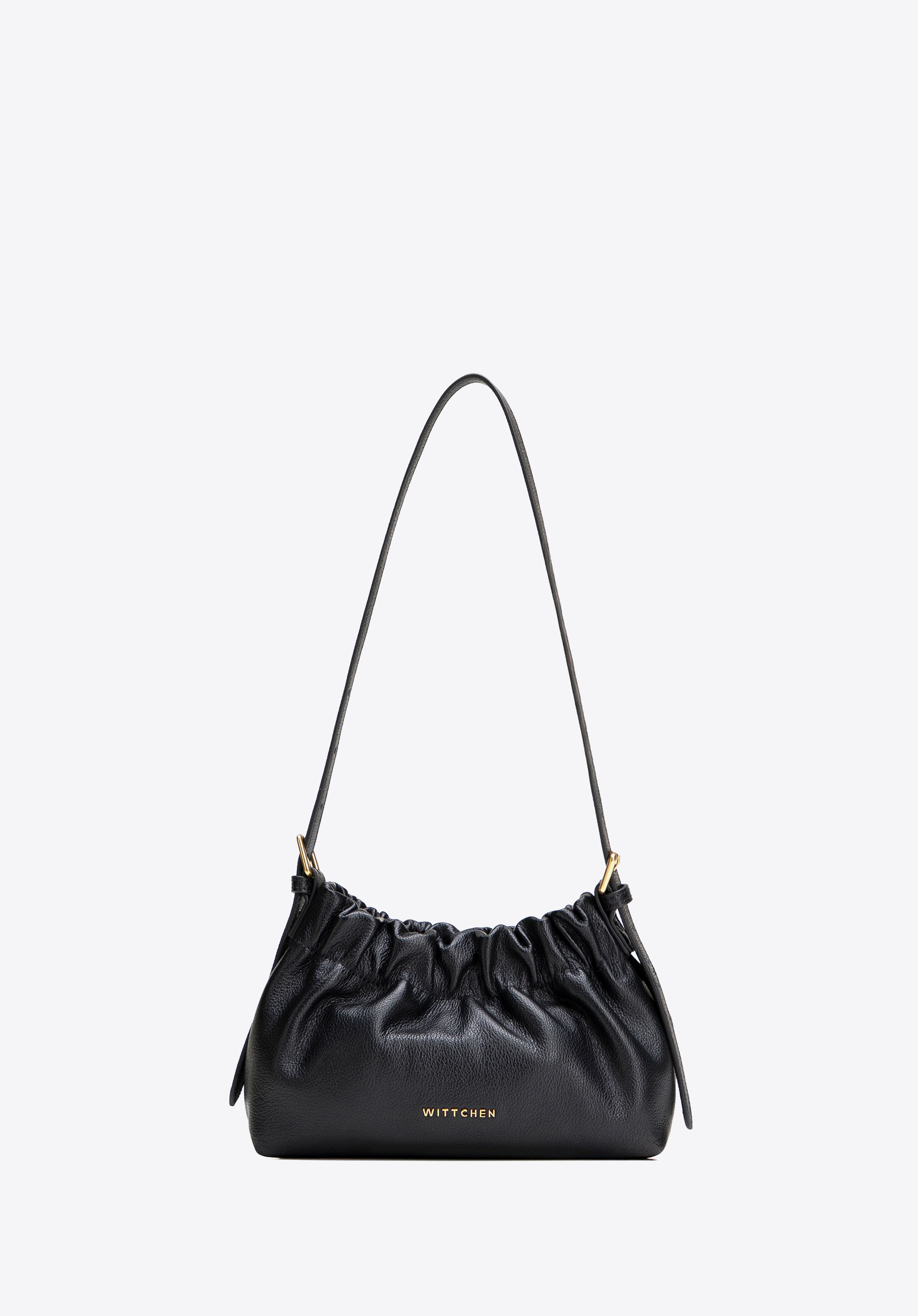 Mini-Hobo-Tasche aus Leder für Damen, schwarz, 102-4E-616-1, Bild 1