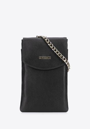 Mini-Tasche aus Leder mit  Kette, schwarz, 29-2E-001-1, Bild 1