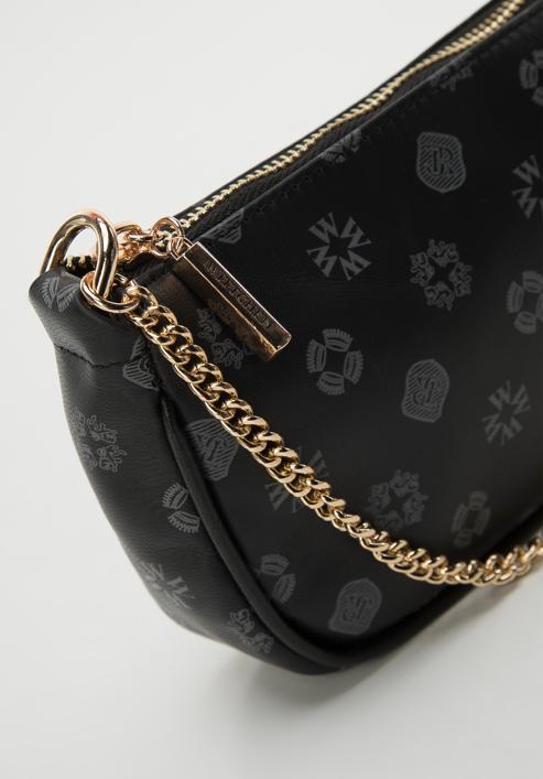 Mini-Tasche aus Leder mit Monogrammund Kette, schwarz, 34-3-002-4B, Bild 4