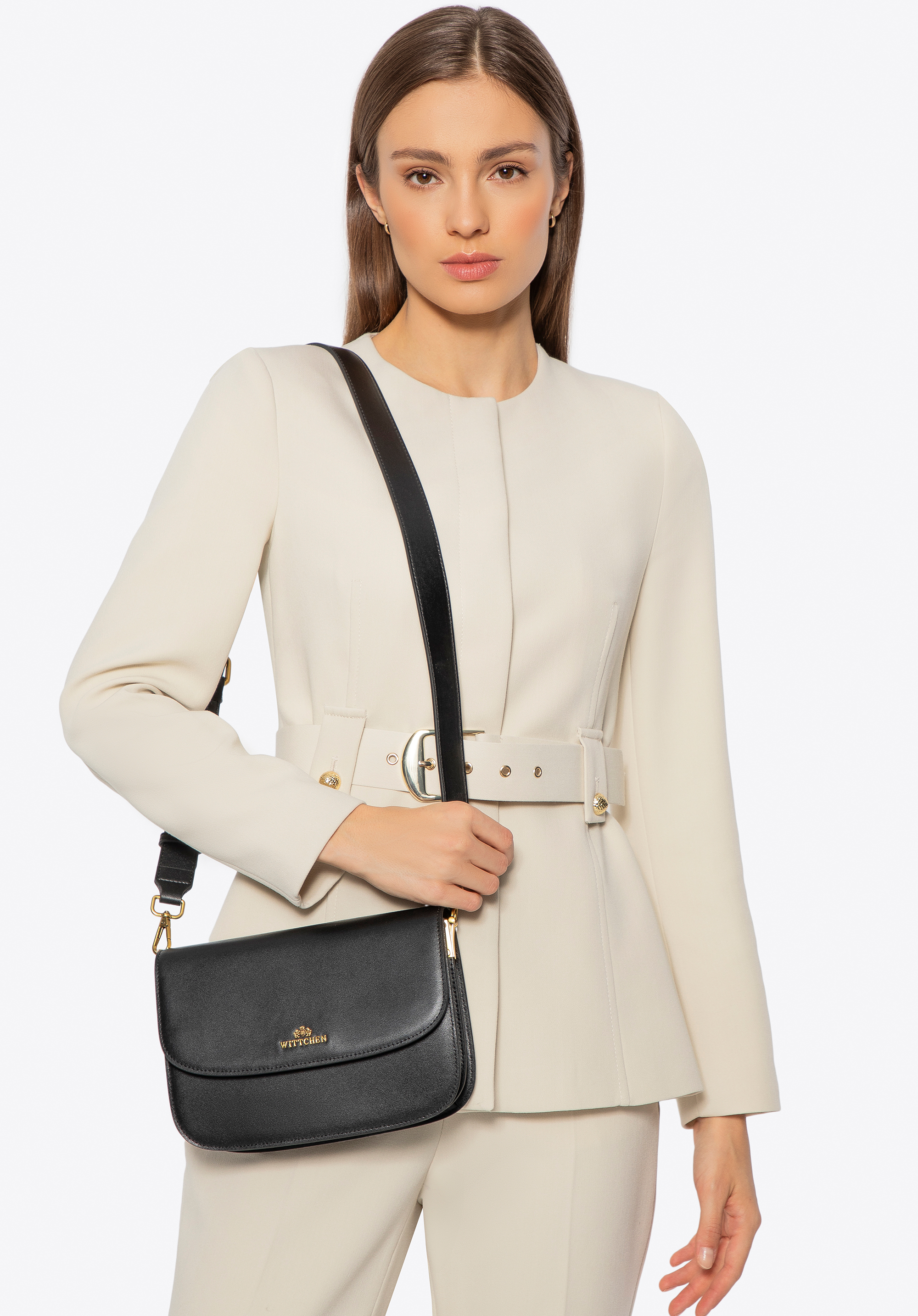 Mini-Umhängetasche aus Leder, schwarz, 100-4E-214-1, Bild 1