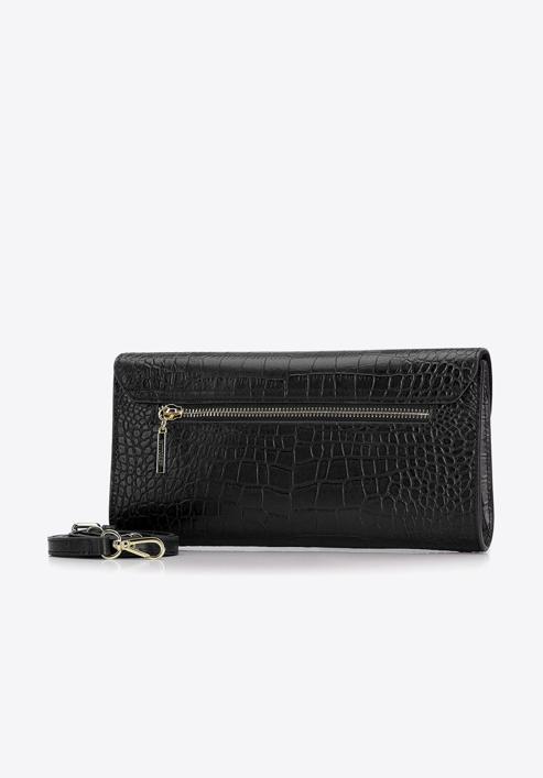 Minimalistische Clutch aus Kroko-Leder, schwarz, 92-4E-659-1C, Bild 2