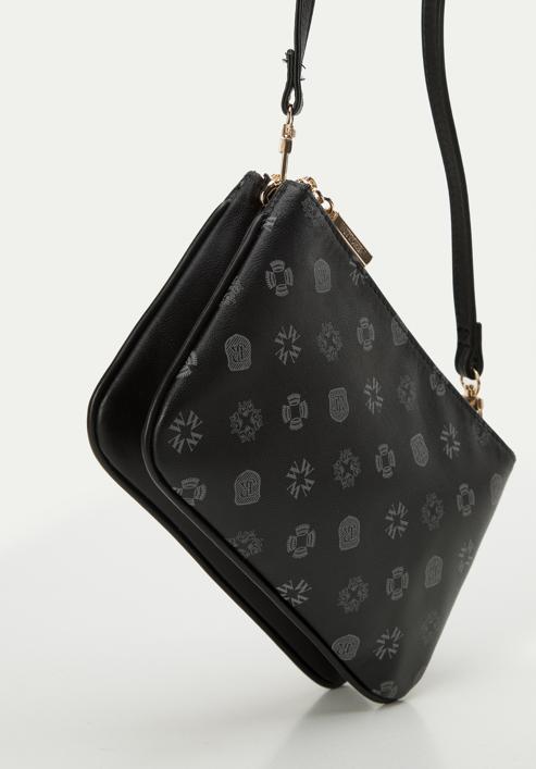 Minitasche aus Leder mit Monogramm und zwei Fächern, schwarz, 34-4-001-4B, Bild 4