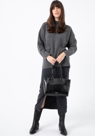 Mittelgroße Damenhandtasche., schwarz, 97-4Y-751-1, Bild 1
