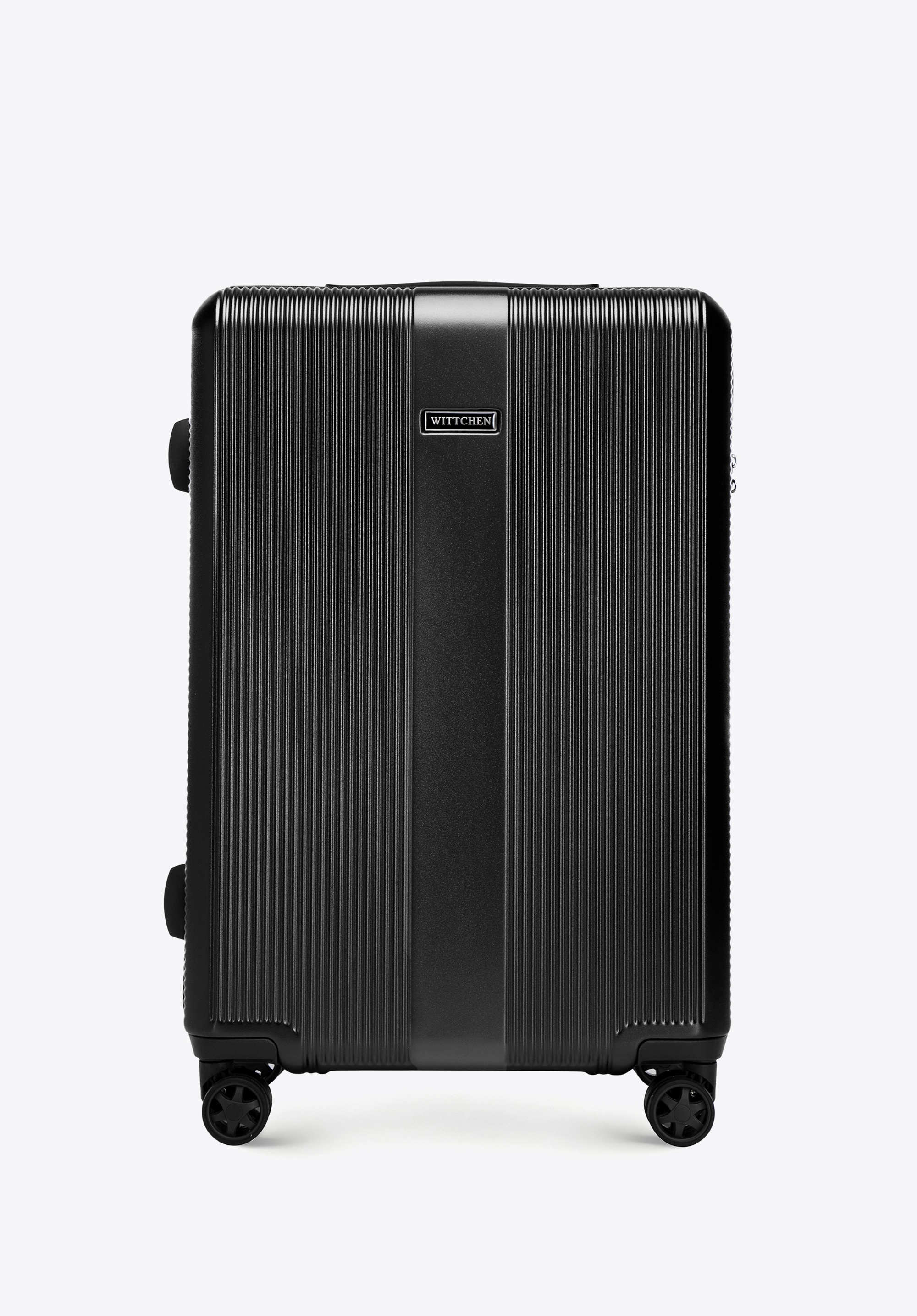 Mittelgroßer gerippter Koffer aus Polycarbonat, schwarz, 56-3P-902-11, Bild 1