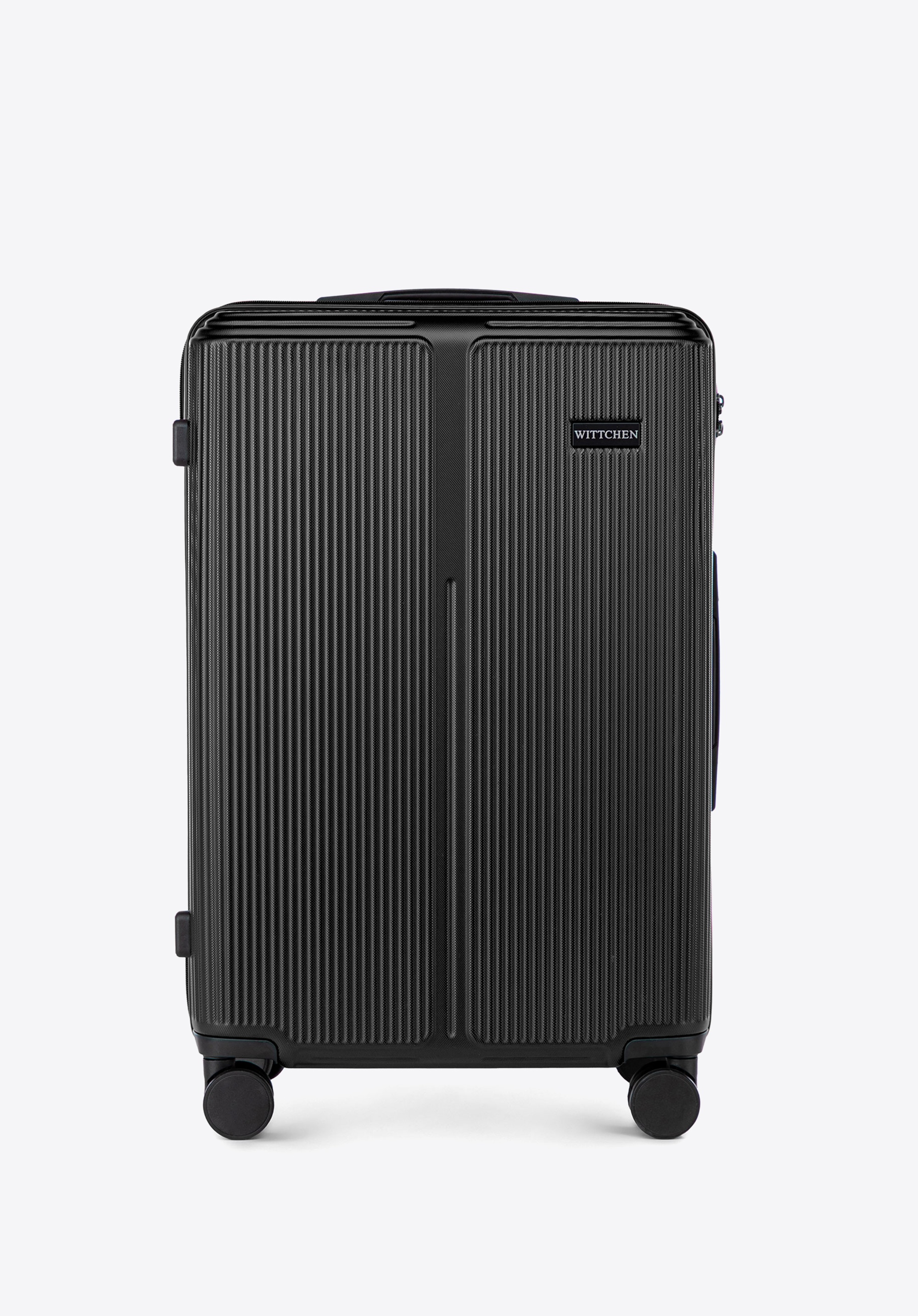 Mittelgroßer gestreifter ABS-Koffer, schwarz, 56-3A-602-10, Bild 1