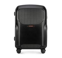Mittelgroßer Koffer aus Polycarbonat mit roségoldenem Reißverschluss, schwarz, 56-3P-132-10, Bild 1
