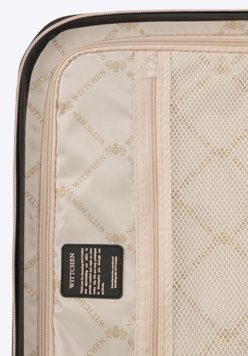 Mittelgroßer Koffer aus Polycarbonat mit roségoldenem Reißverschluss, schwarz, 56-3P-132-10, Bild 7