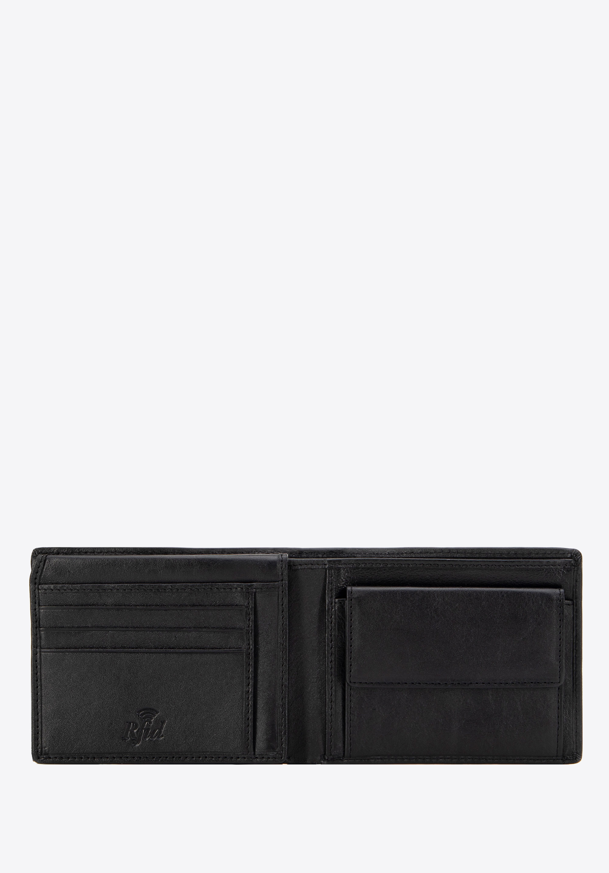 Mittlere Herrengeldbörse aus Naturleder, schwarz, 14-1-642-LG1, Bild 1