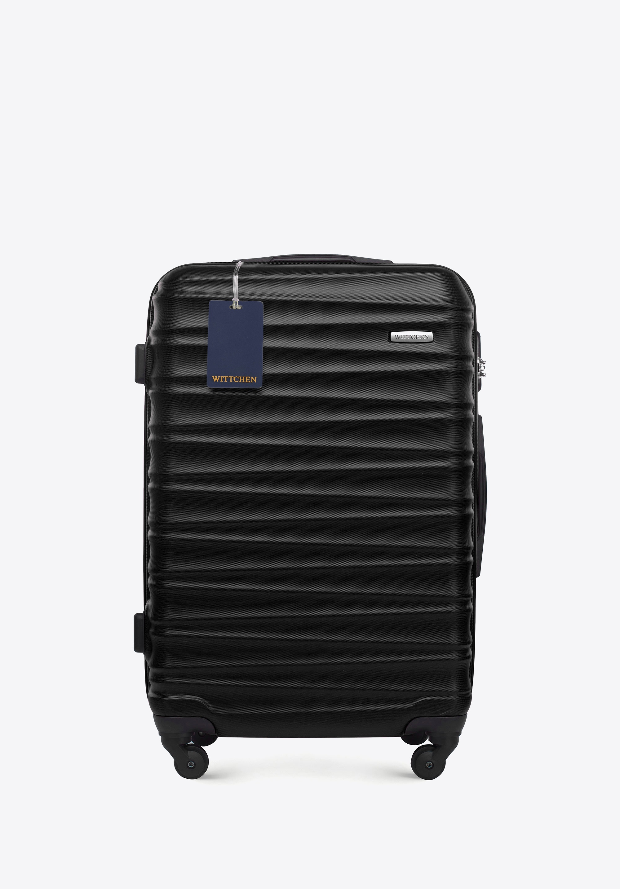 Mittelgroßer Koffer aus ABS-Material mit Gepäckanhänger, schwarz, 56-3A-312-11Z6, Bild 1