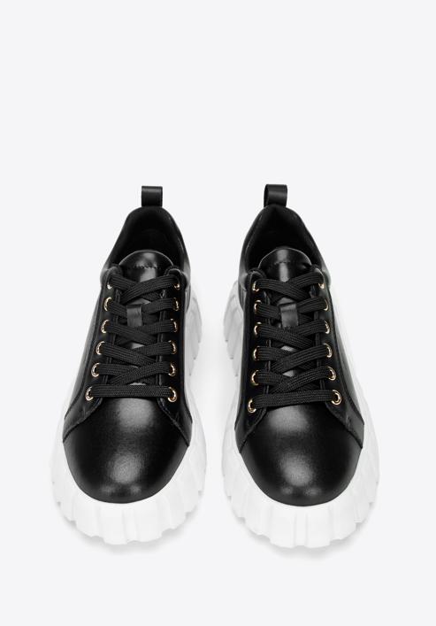 Mode-Plateau-Sneaker aus Leder für Damen, schwarz, 97-D-951-4-37, Bild 3