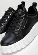 Mode-Plateau-Sneaker aus Leder für Damen, schwarz, 97-D-951-4-37, Bild 7