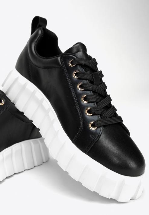 Mode-Plateau-Sneaker aus Leder für Damen, schwarz, 97-D-951-4-37, Bild 8