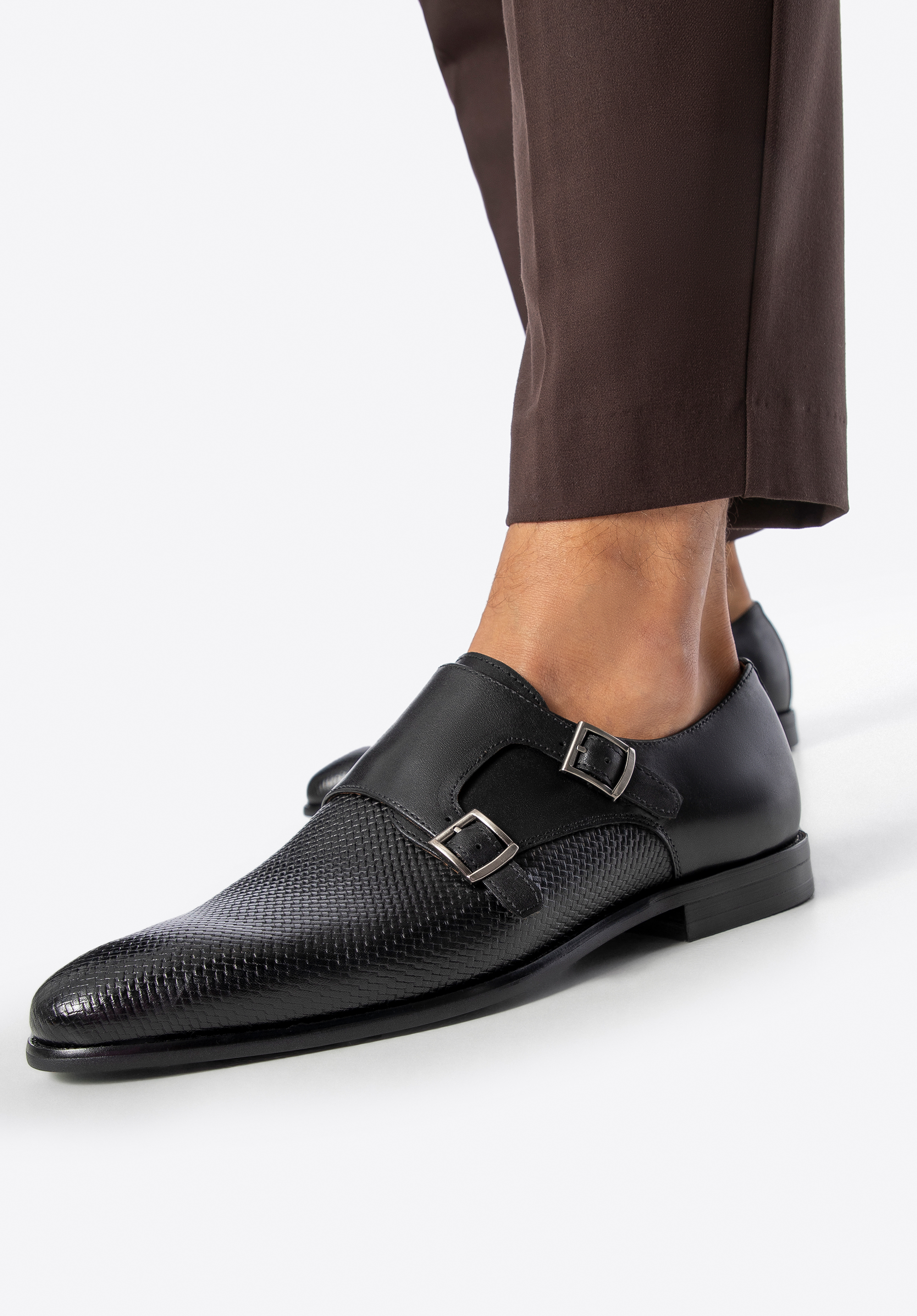 Monks aus perforiertem Leder für Herren, schwarz, 101-M-300-1-44, Bild 1