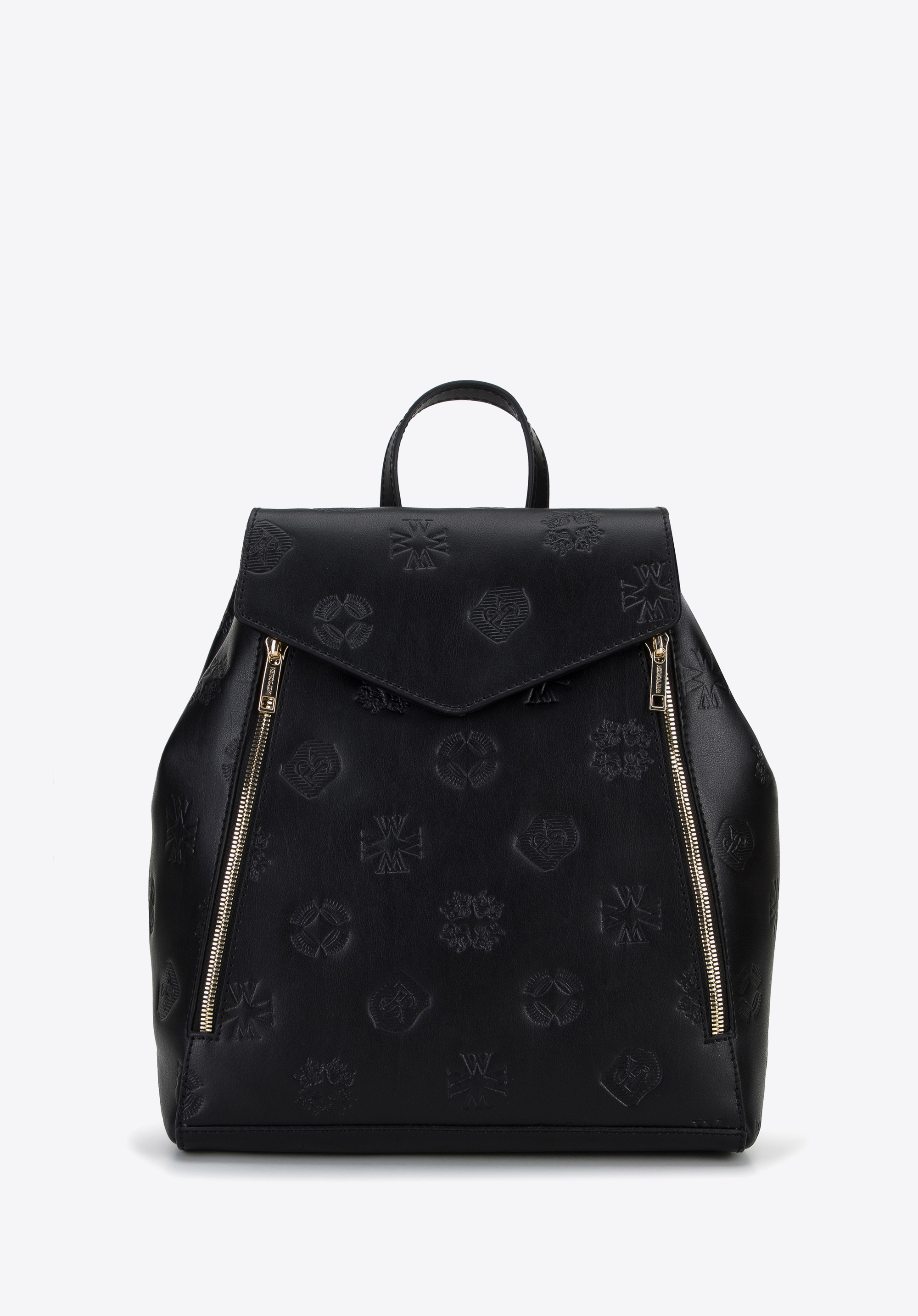 Damen-Rucksack aus Leder mit Monogramm und vertikalem Reißverschluss