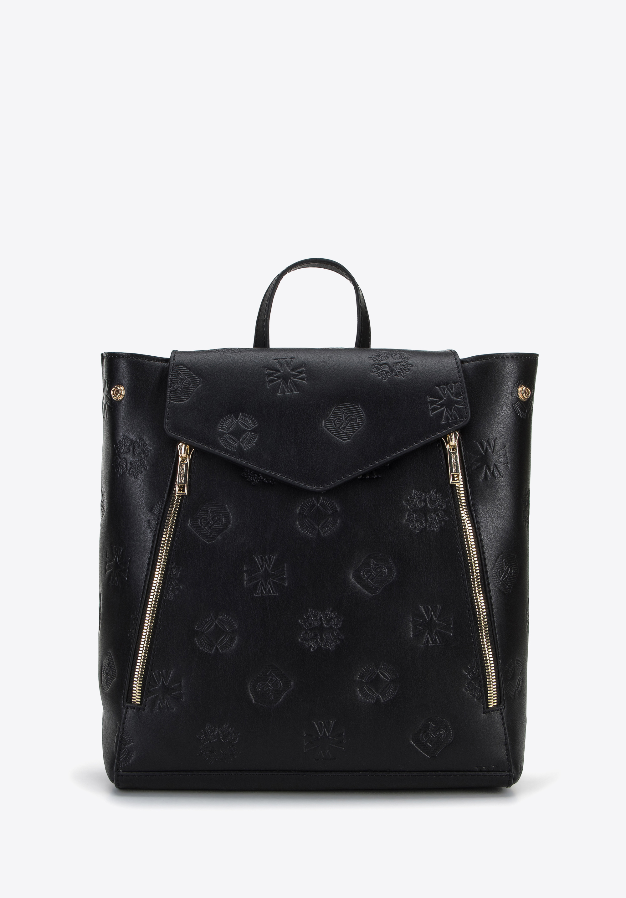 Damen-Rucksack aus Leder mit Monogramm und vertikalem Reißverschluss