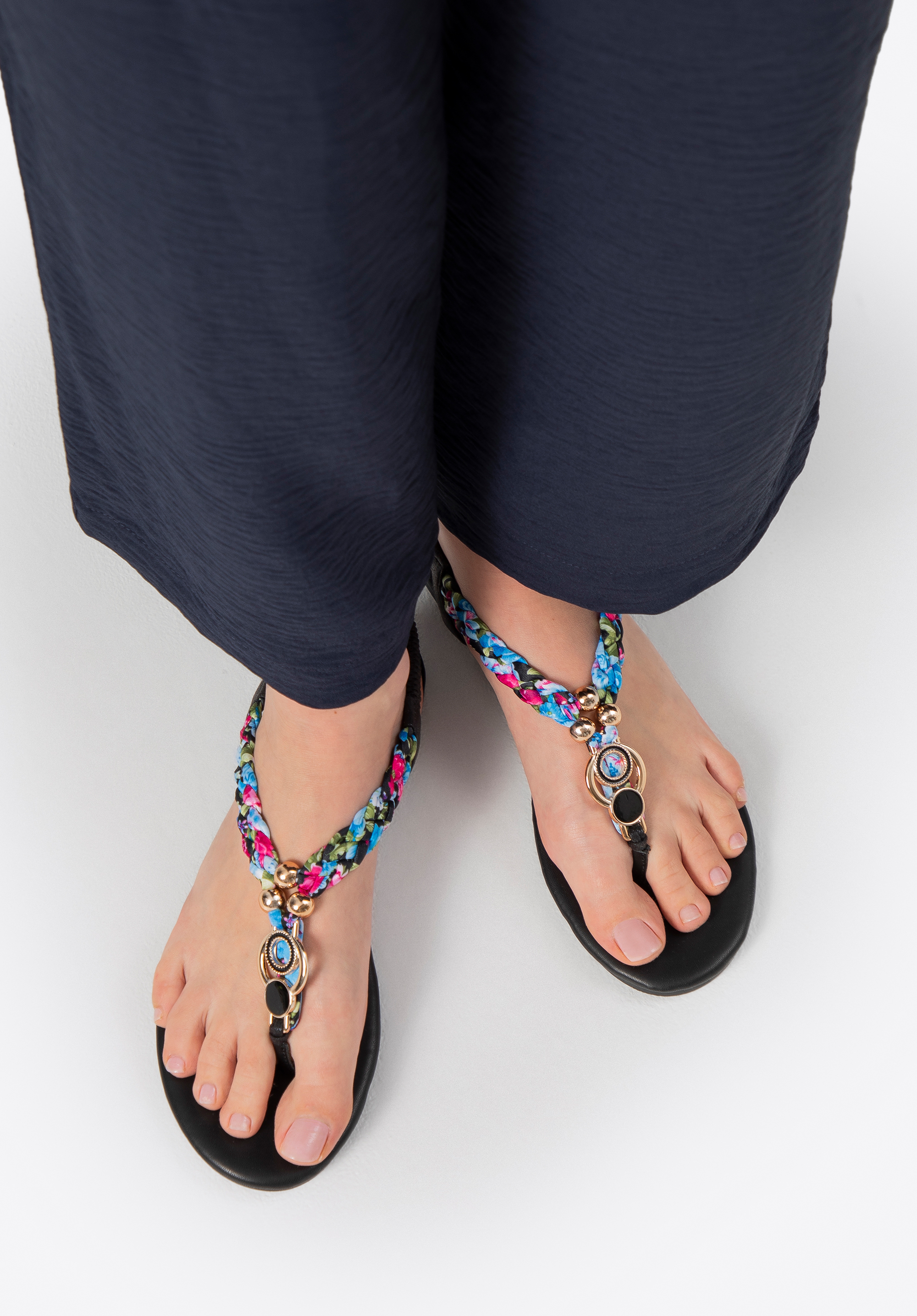 Öko-Leder-Flip-Flops für Damen, schwarz, 100-DP-808-1-35, Bild 1