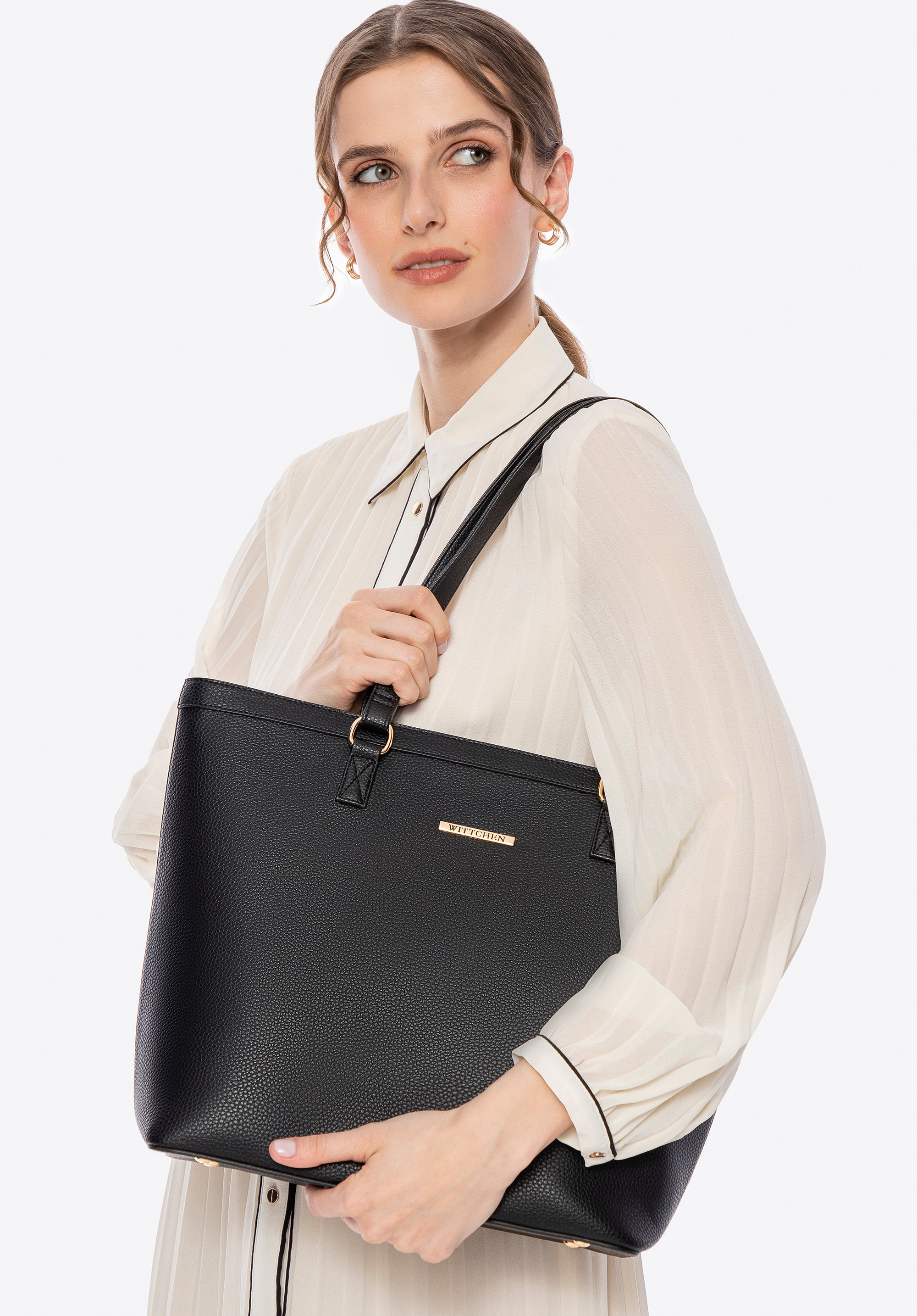 Öko-Leder Shopper für Damen, schwarz, 100-4Y-004-1, Bild 1