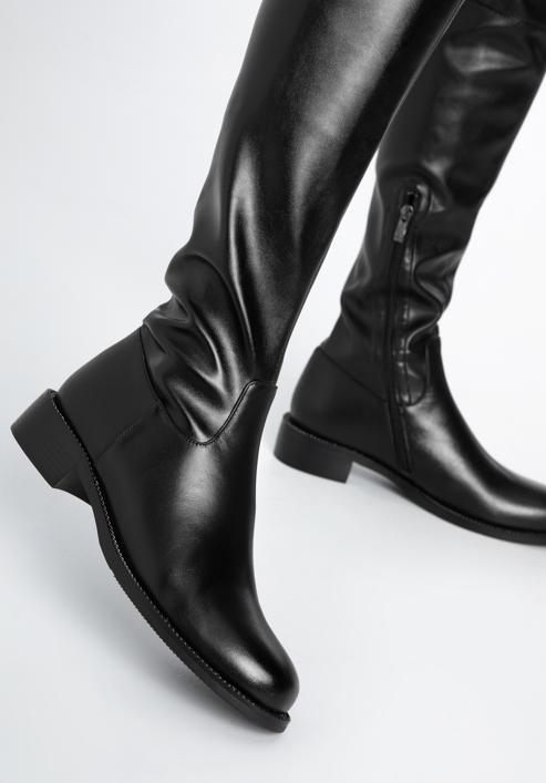 Overknee-Stiefel aus Leder für Damen, schwarz, 97-D-503-1-36, Bild 16